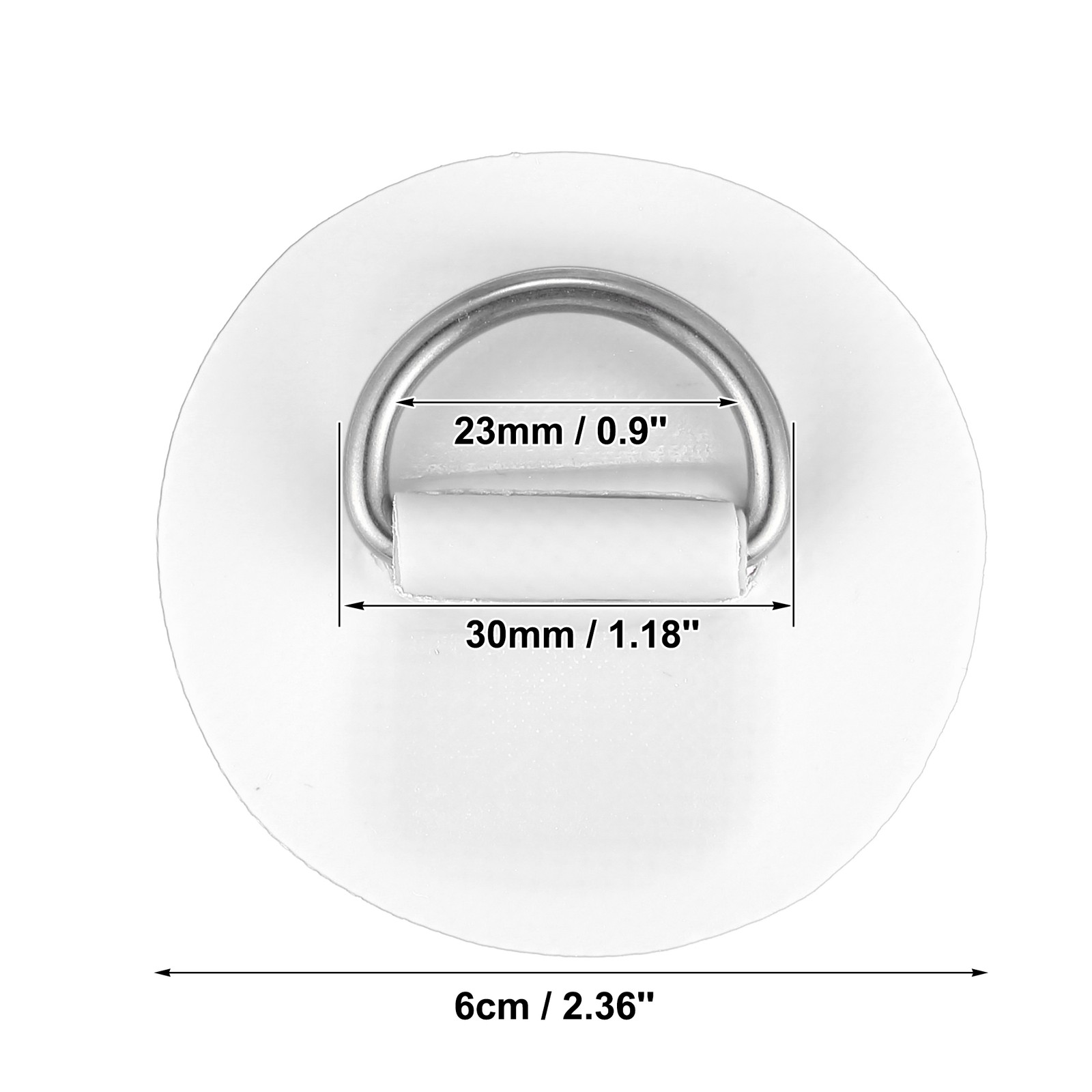 6pcs 6cm White D Ring Patch PVC Stainless Steel Round Shape Pad for Surfboard
