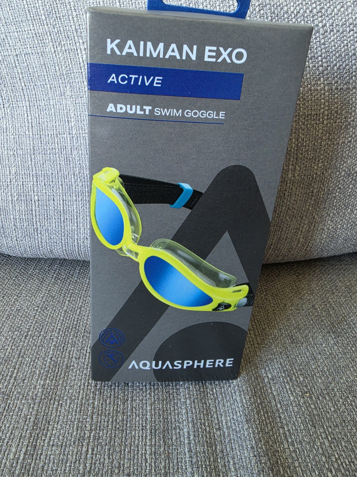 Aqua Sphere Kaiman Exo Active Adult Swim Goggles Yellow/Black Blue Ti Mirror