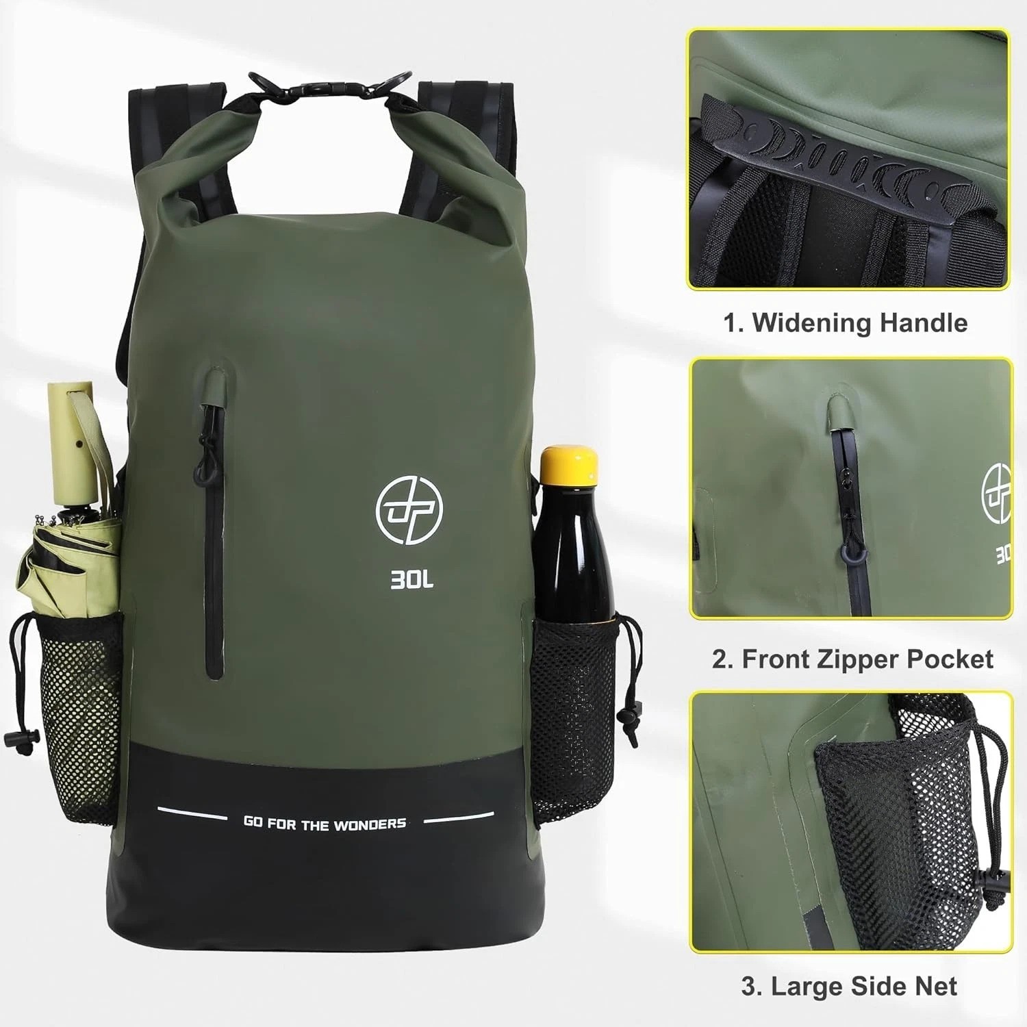 Waterproof Dry Bag 30L for Kayaking Hiking Camping Travel Backpack