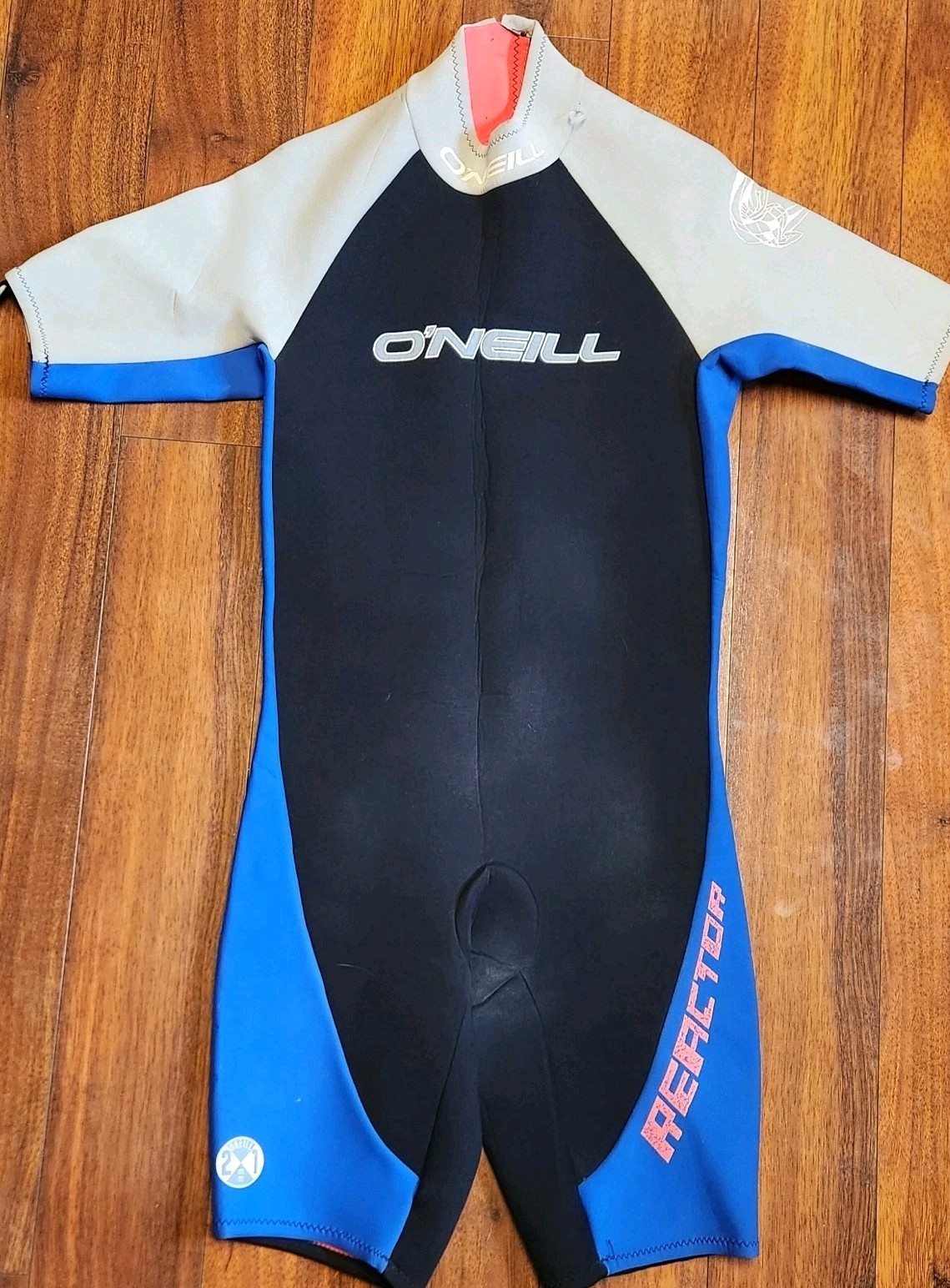 O”NEILL Reactor 2/3 WetSuit XL #7157 USA MADE Vintage Black Blue Gray Back Zip