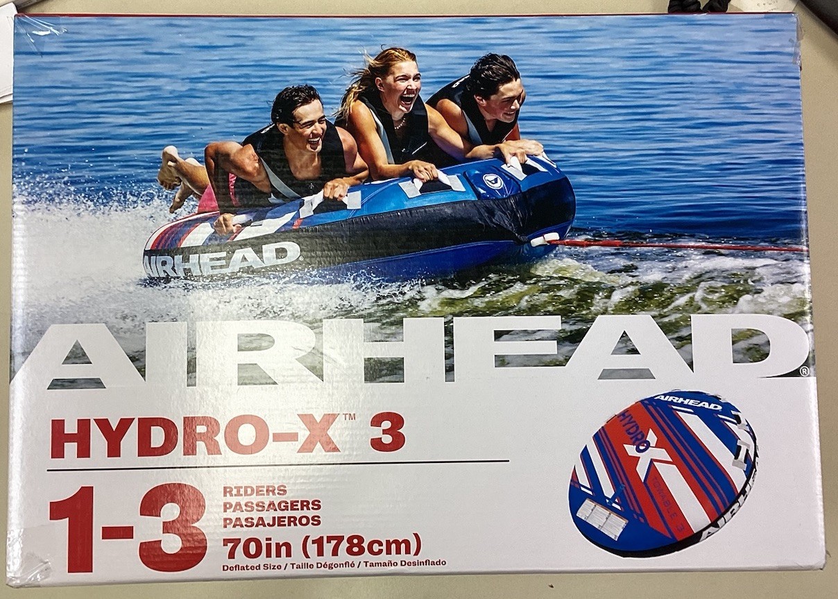 AIRHEAD HYDRO-X 3 Inflatable 1-3 Rider Boat Towable Water Tube 70-in