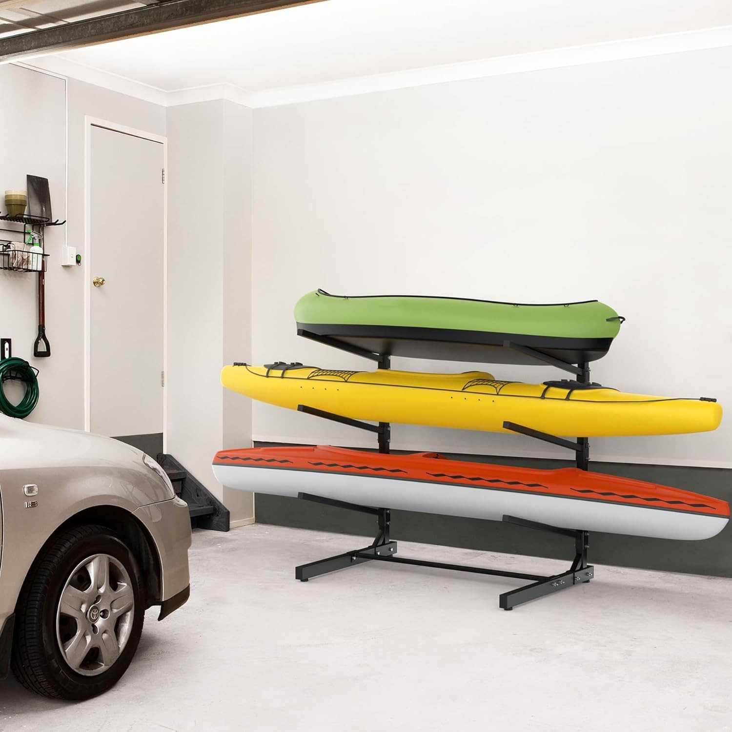 Garage Kayak Rack, Heavy-Duty Metal Kayak Storage Rack Adjustable Freestanding K
