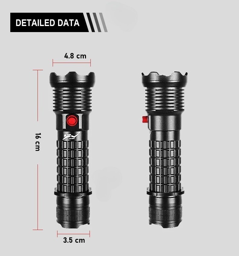 Underwater Flashlight Professional Diving Light LED Waterproof Dive Scuba Lamp