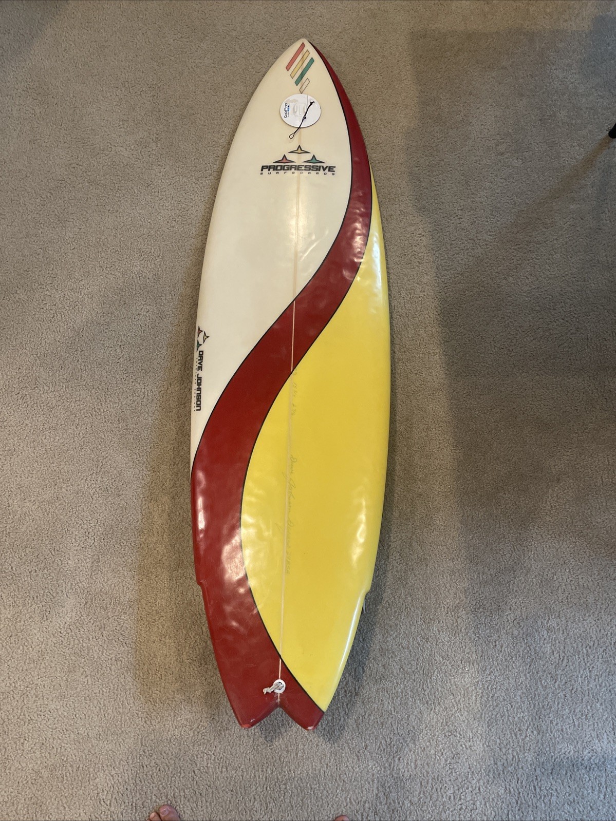 Dave Johnson Progressive Surfboard 6’3” Short Board Quad Fin W/ GoPro Stand