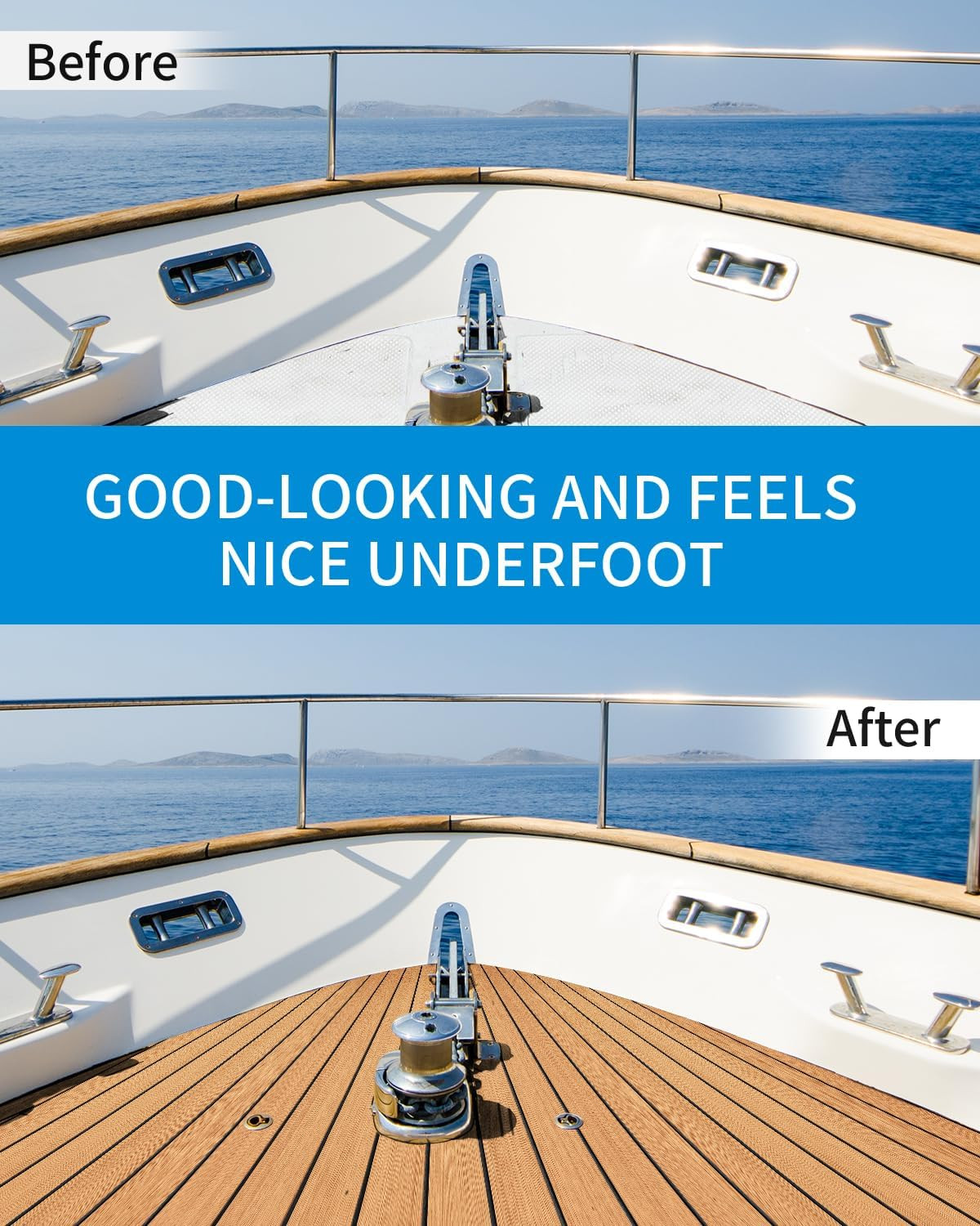 Boat Flooring EVA Foam Self-Adhesive Faux Teak Marine Decking | Double-Layer, No