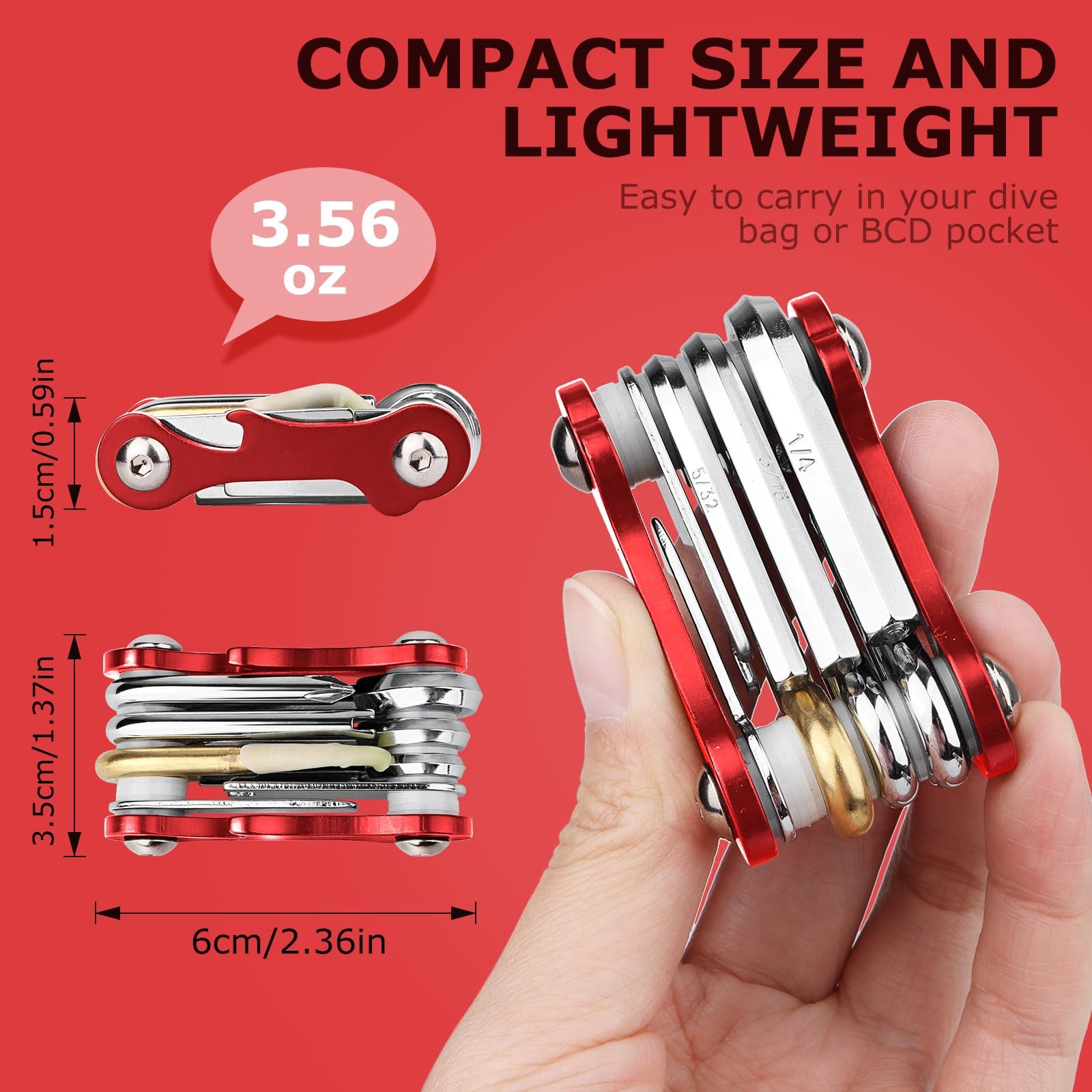 Scuba Tools Kit, 8-in-1 Folding Stainless Steel Diving Multi-Tool Repairing S…