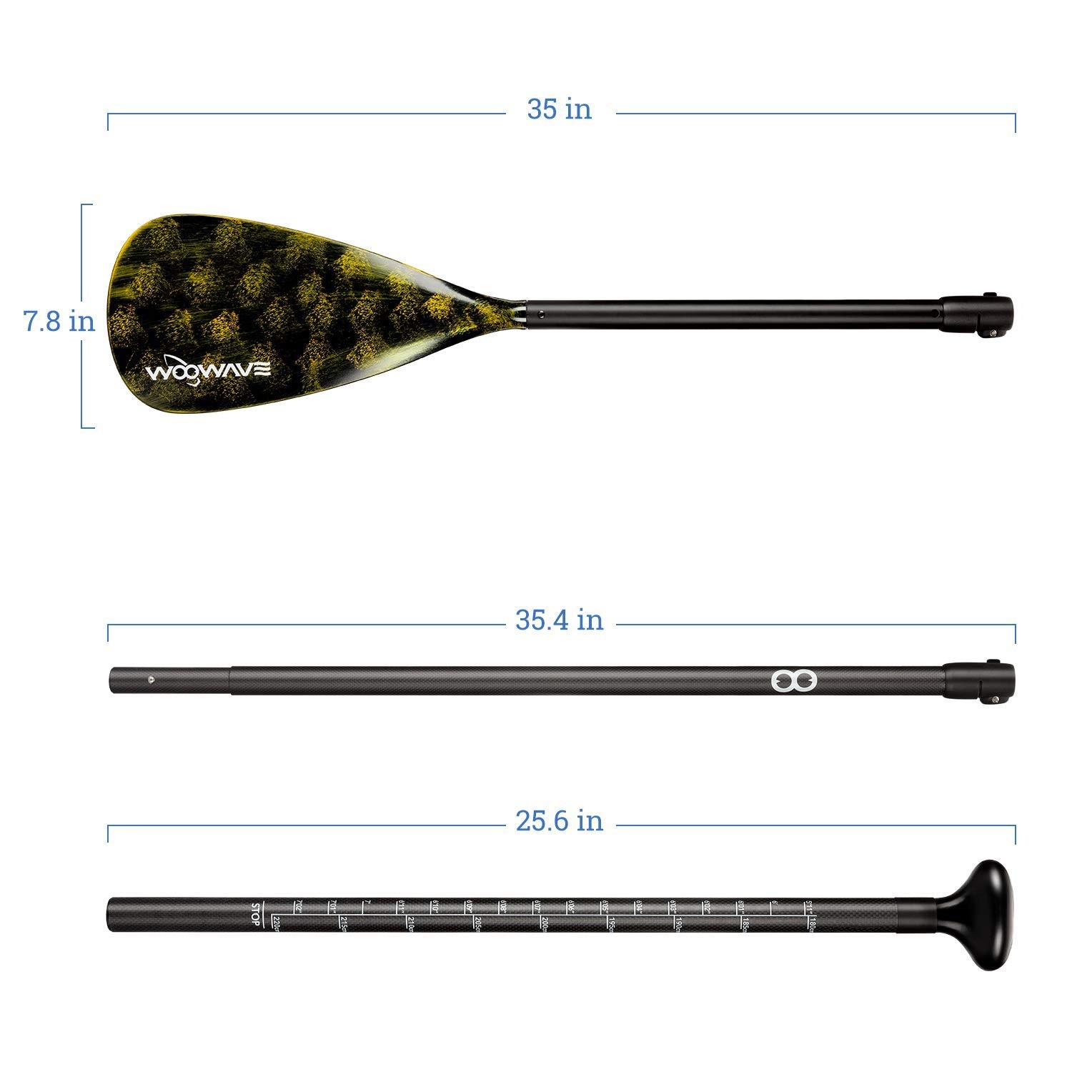 SUP Paddle Adjustable 3 Piece Fiberglass Stand-Up Paddles Floating Portable P…
