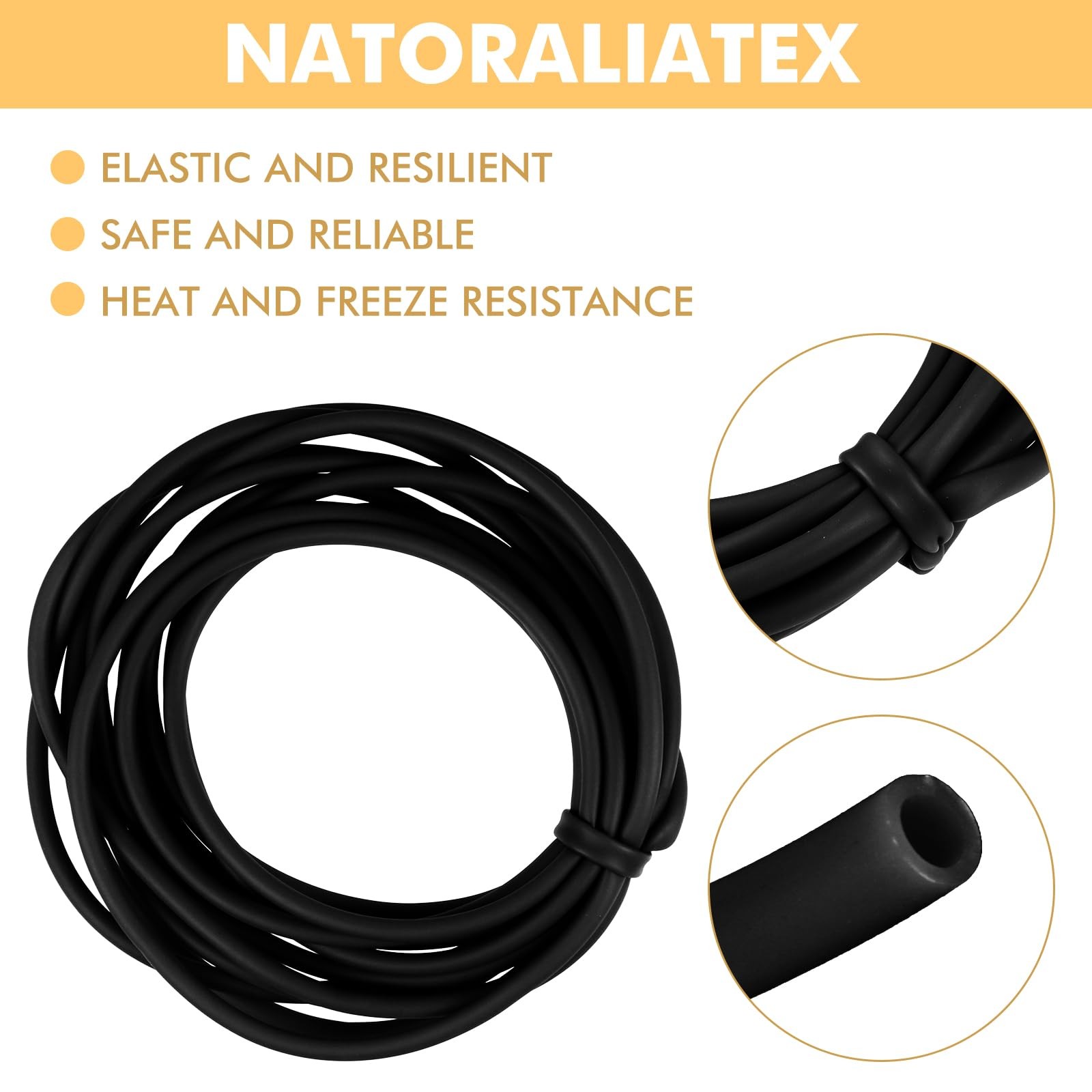 100 ft Latex Rubber 100 feet long, 1/4 inch ID, 3/8 OD, Black(100ft)