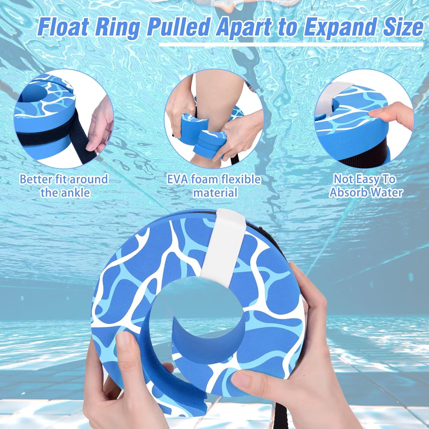 Swim Aquatic Cuffs, EVA Water Aerobics Float Ring Fitness Exercise Weights Set