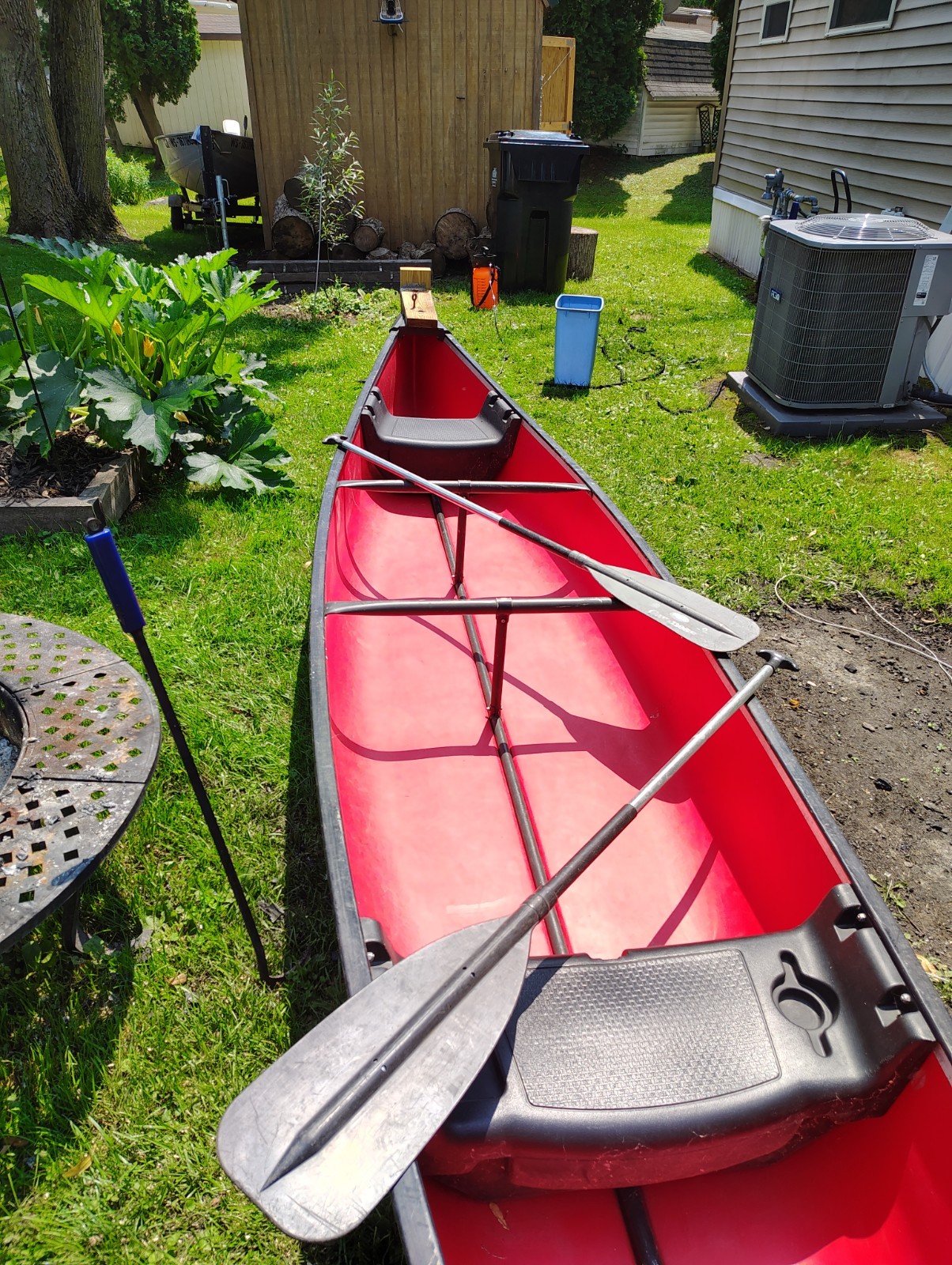 Coleman 17 ft Canoe Red w/ 2 Paddles, 3 Person, 660 lb Max Capacity
