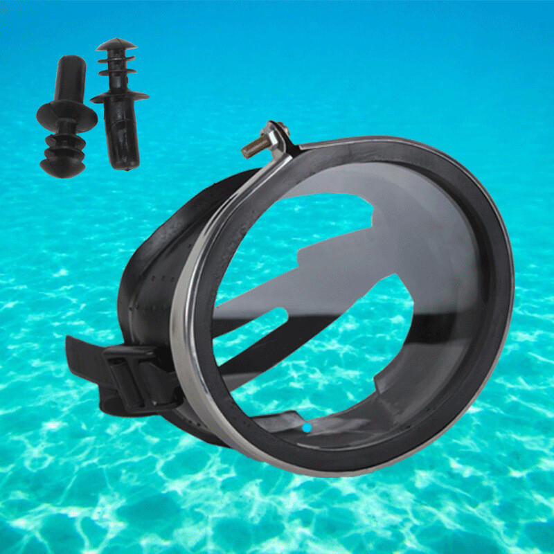 Freediving Mask Stainless Steel Oval Shape Rubber Mask Diving Goggles