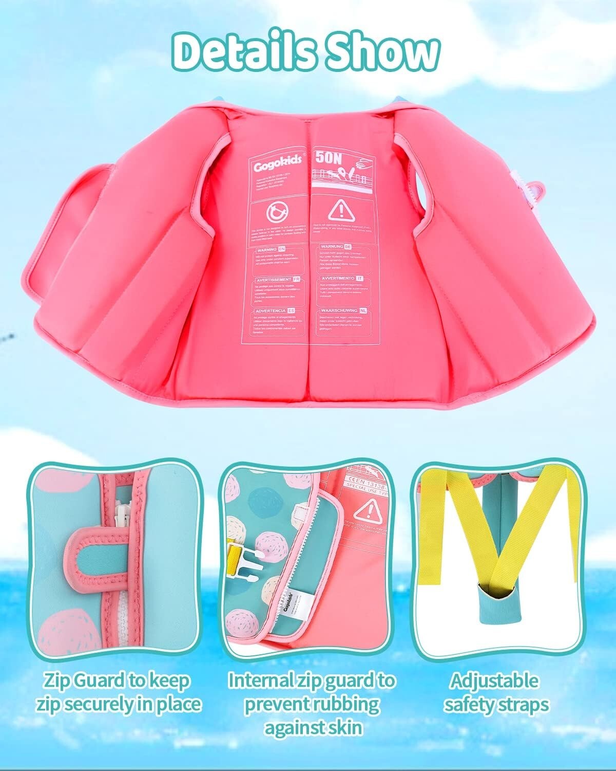 Gogokids Kids Swim Vest Float Jacket for 29-33 lbs 2-3 Years – Toddler/Small