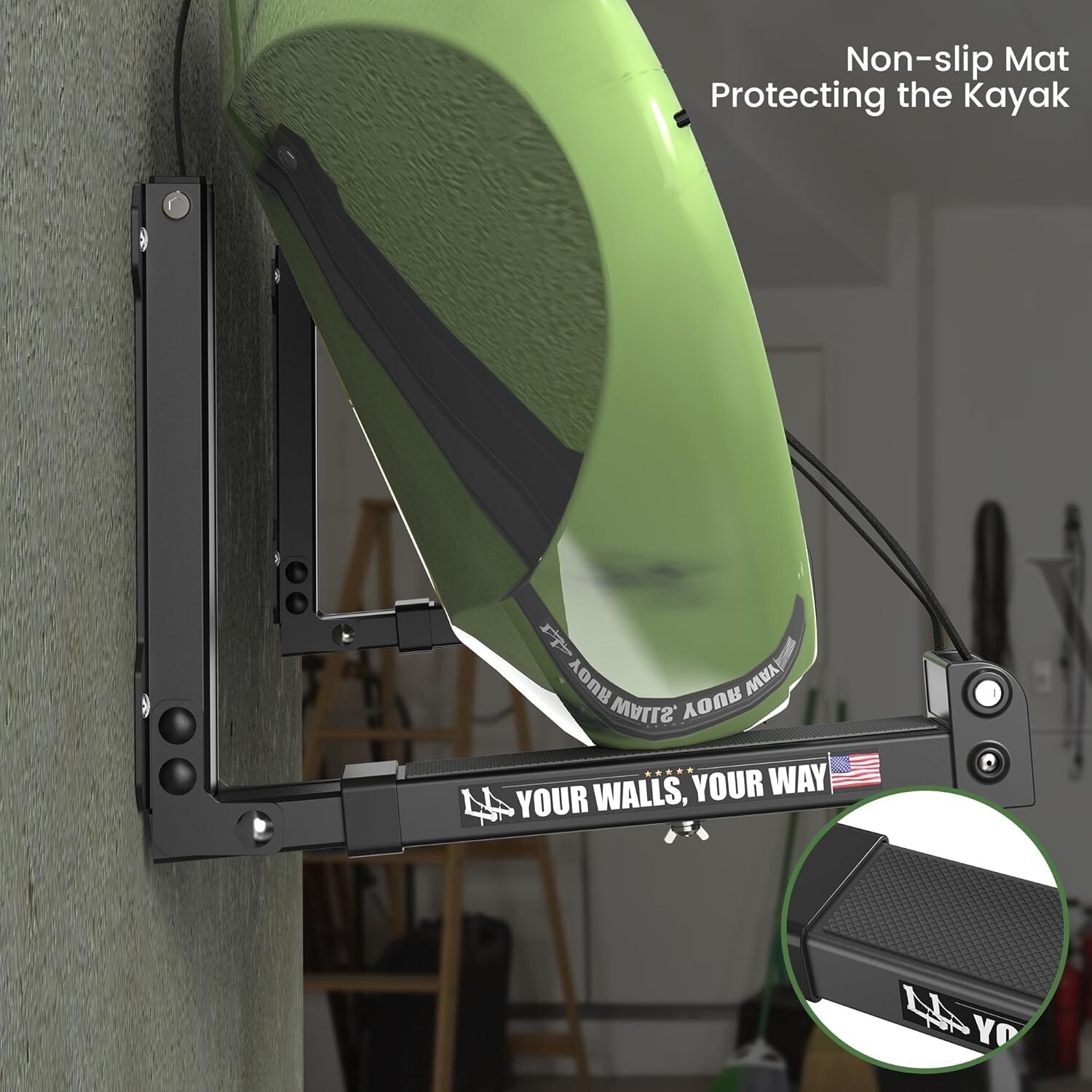 Foldable Kayak Wall Rack | Heavy-Duty 9.5-13.8″ Kayak Storage Rack Hanger
