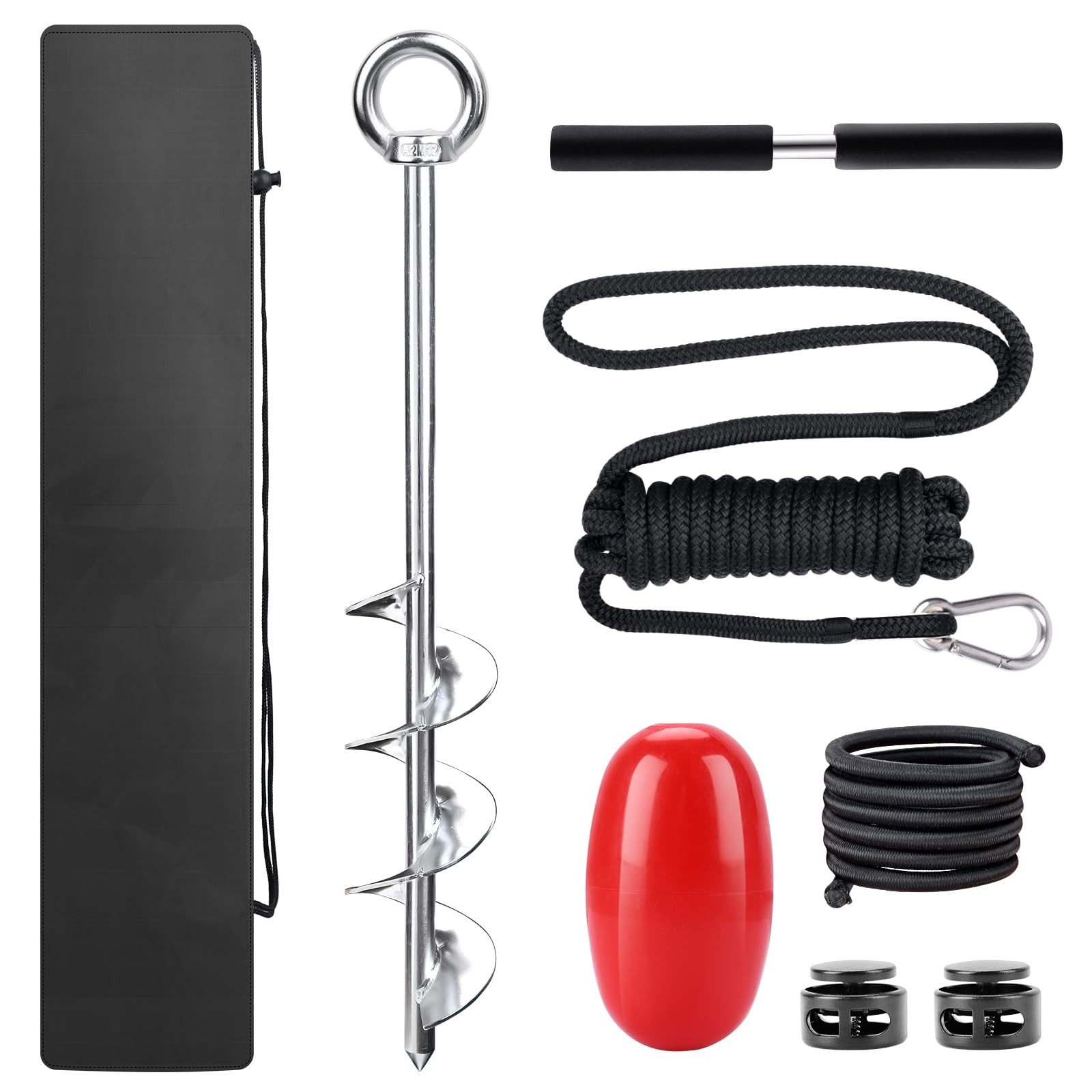 Sand Anchor Kit 17″ 304 Stainless Steel Triple Spiral Auger – 3000 Lbs Load