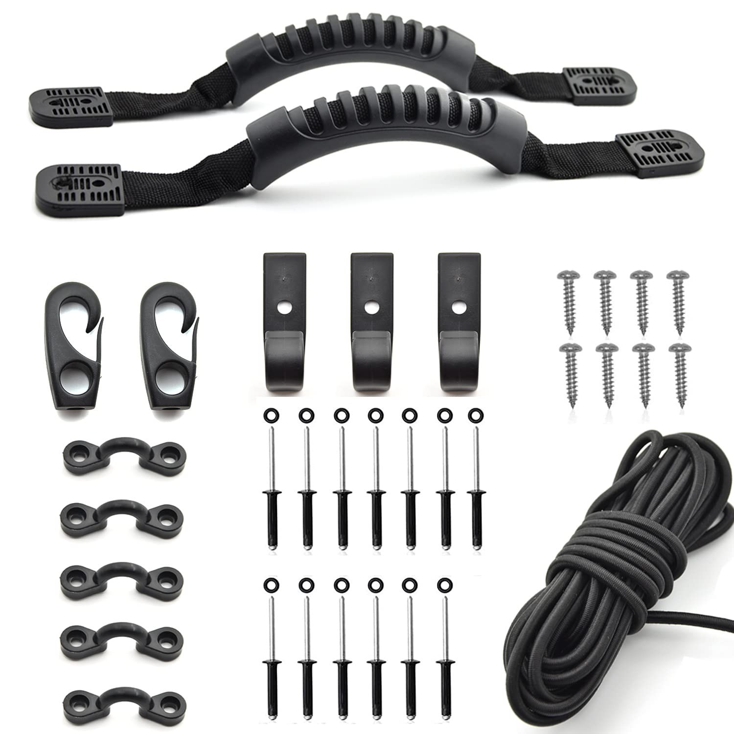 Kayak Carry Handle Rigging Kit Canoe Handles 15FT 6mm Elastic Bungee Replacement