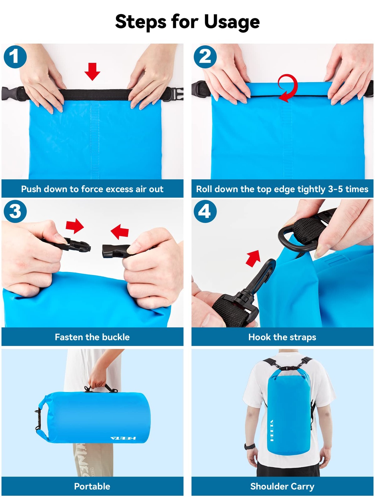 Waterproof Dry Bag for Women Men, Roll Top Lightweight Dry Storage Bag Backpa…