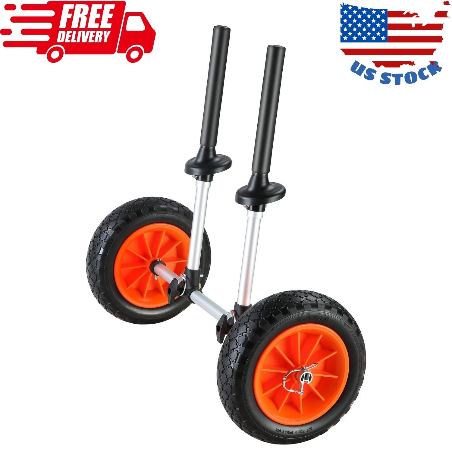 Adjustable Kayak Cart Canoe Boat Carrier 280lbs Load with 10” Solid Tires