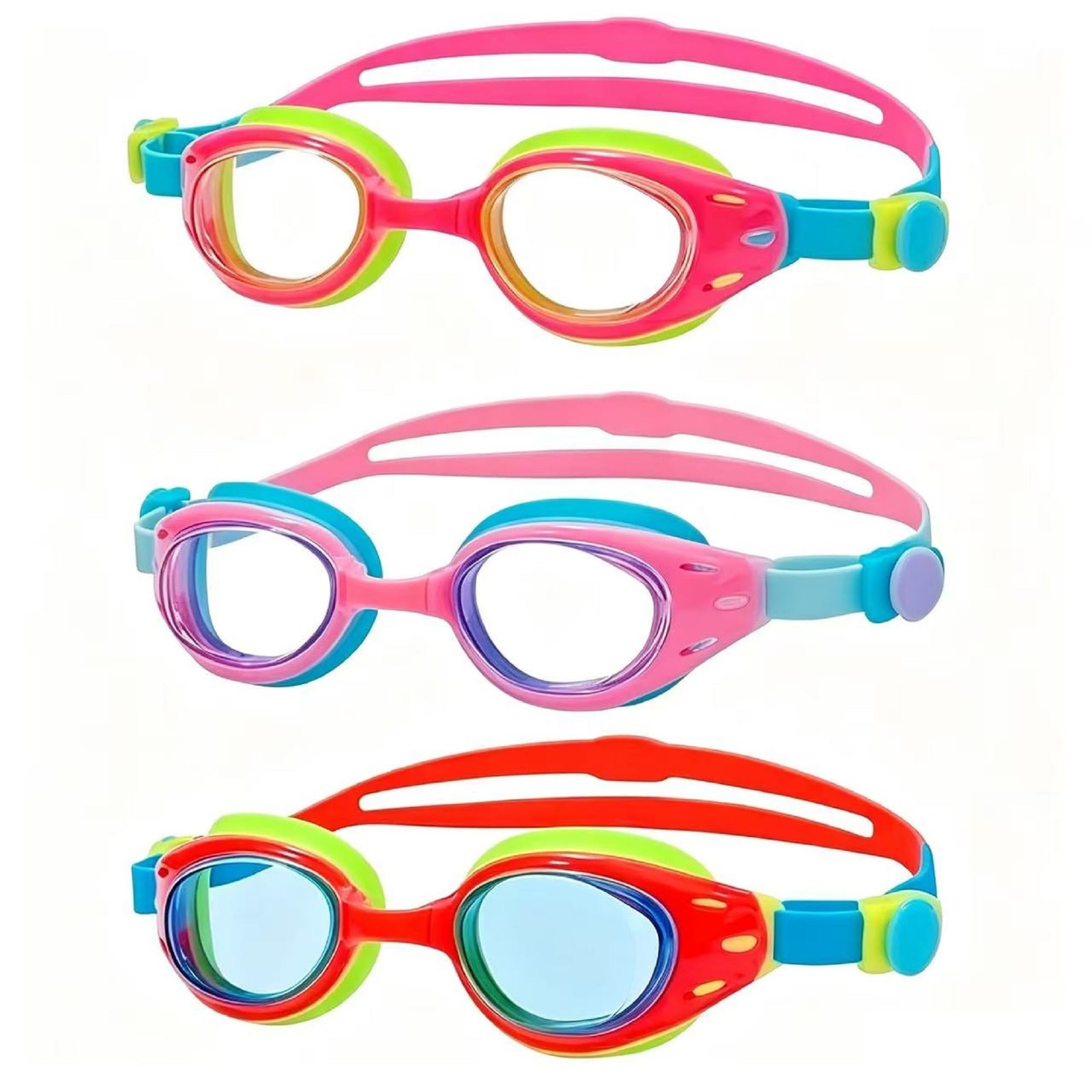 3 Pack Kids Swim Goggles Ages 6-12 Anti-Fog UV Protection | No Leak Seal | Ea…