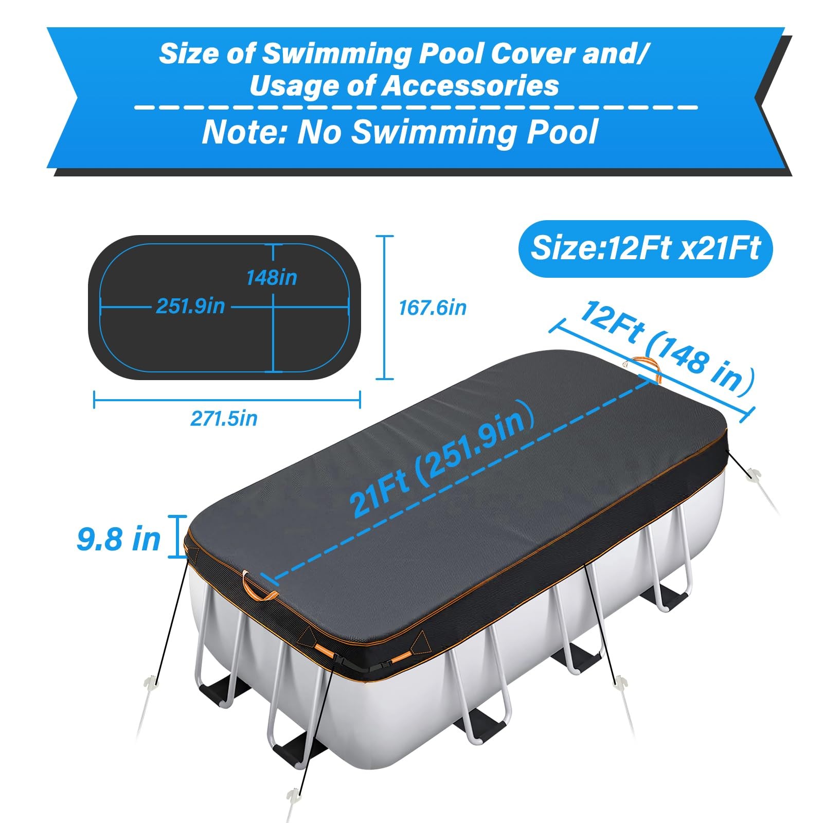 Neuradical 12×21 Ft Winter Oval Pool Covers for Above Ground Pools, Oval Pool…