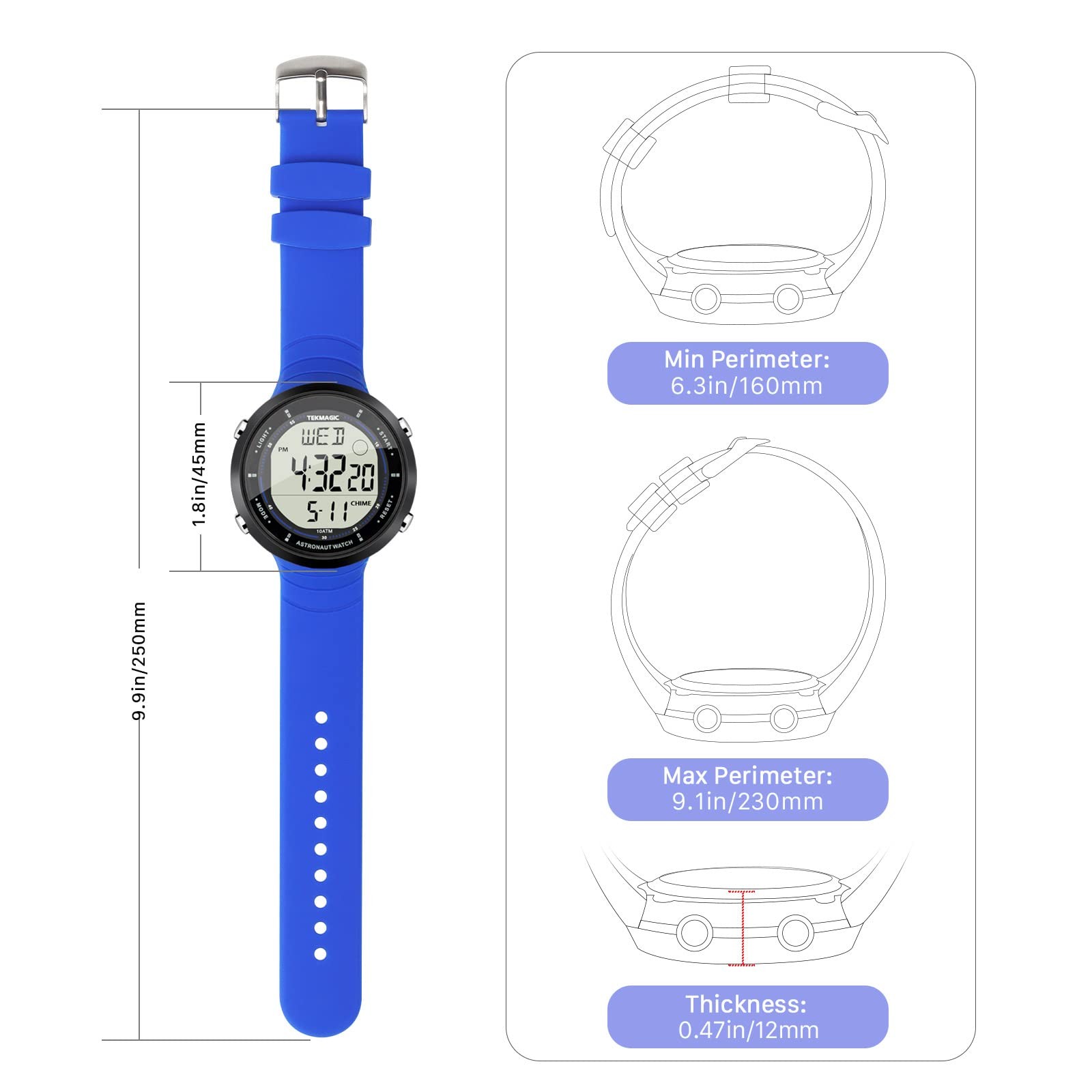 10 ATM Water Resistant Sports Watch for Swimming and Diving, with Functions of S