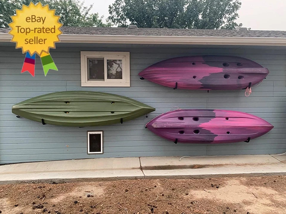 6 Pack Kayak Storage Hooks, 15.5 Inch Wall Mount Canoe Hangers, Heavy Duty Snowb