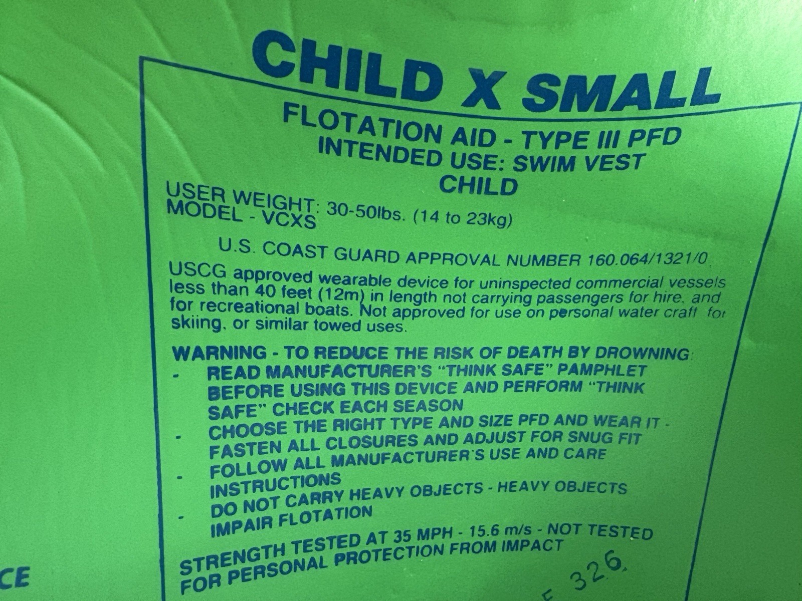 TRC Recreation Super Soft Child X-Small Life Jacket Swim Vest Green USA SHIP2DAY