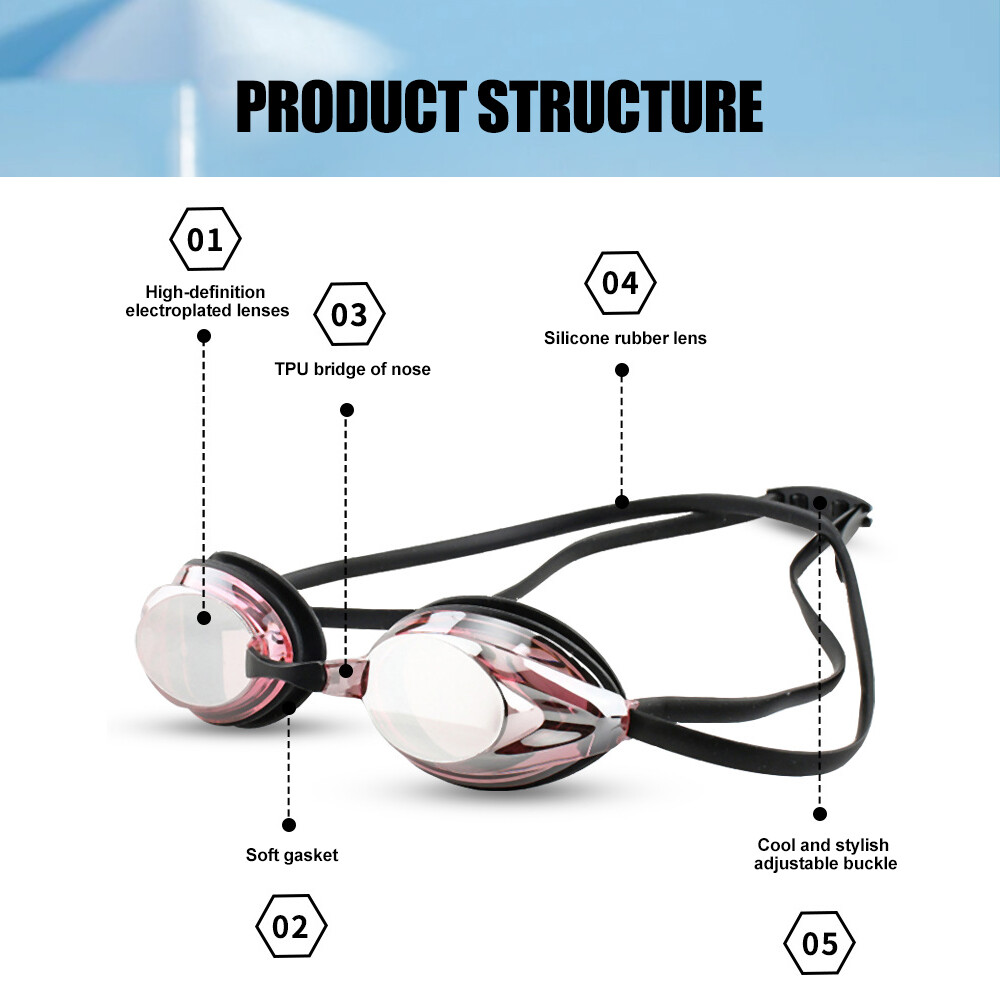 Professional Swimming Goggles Adult Anti-Fog UV Waterproof Silicone Seal