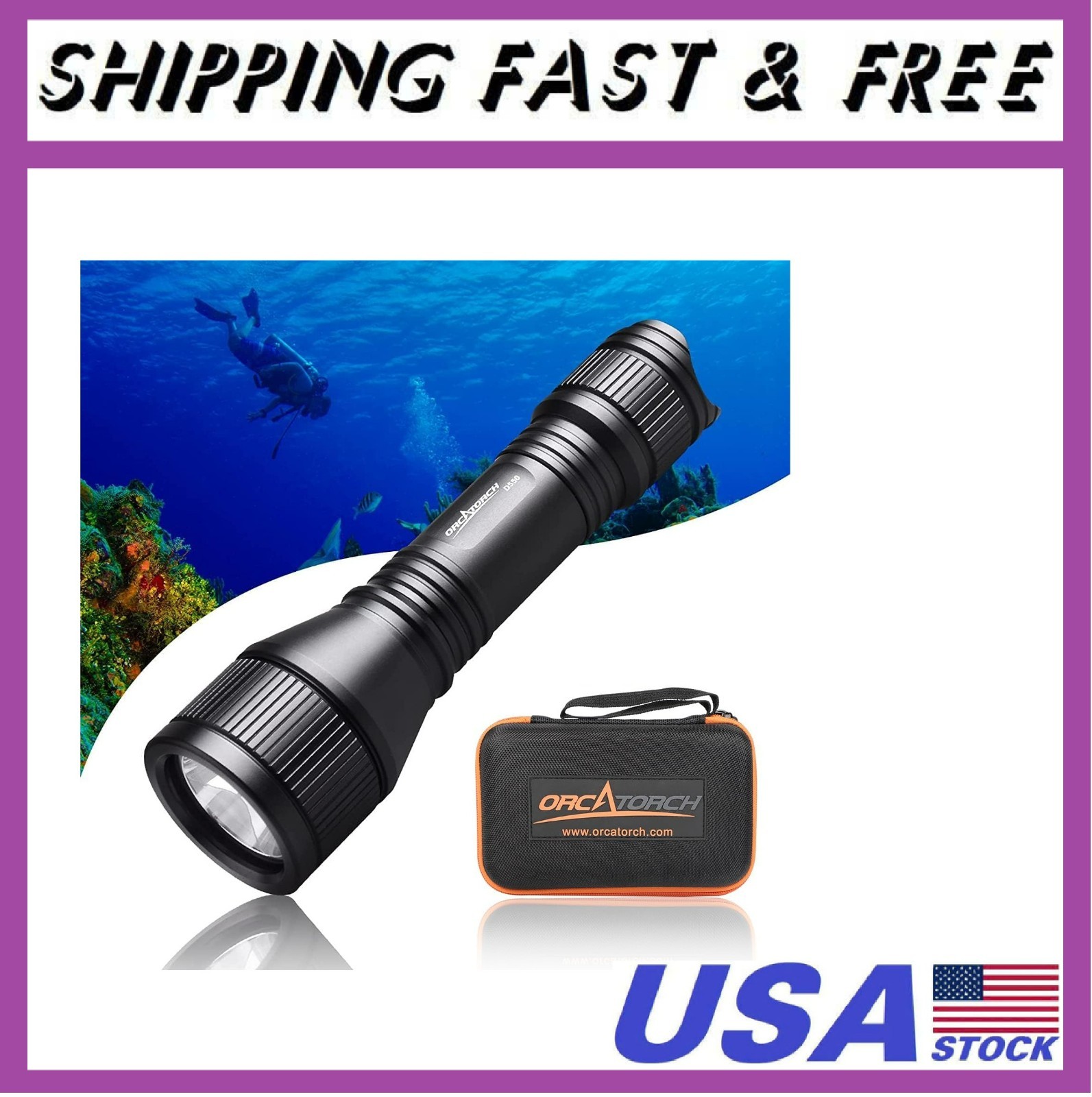 ORCATORCH D550 Scuba Dive Light 1000 Lumens Underwater Flashlight with 3 Modes