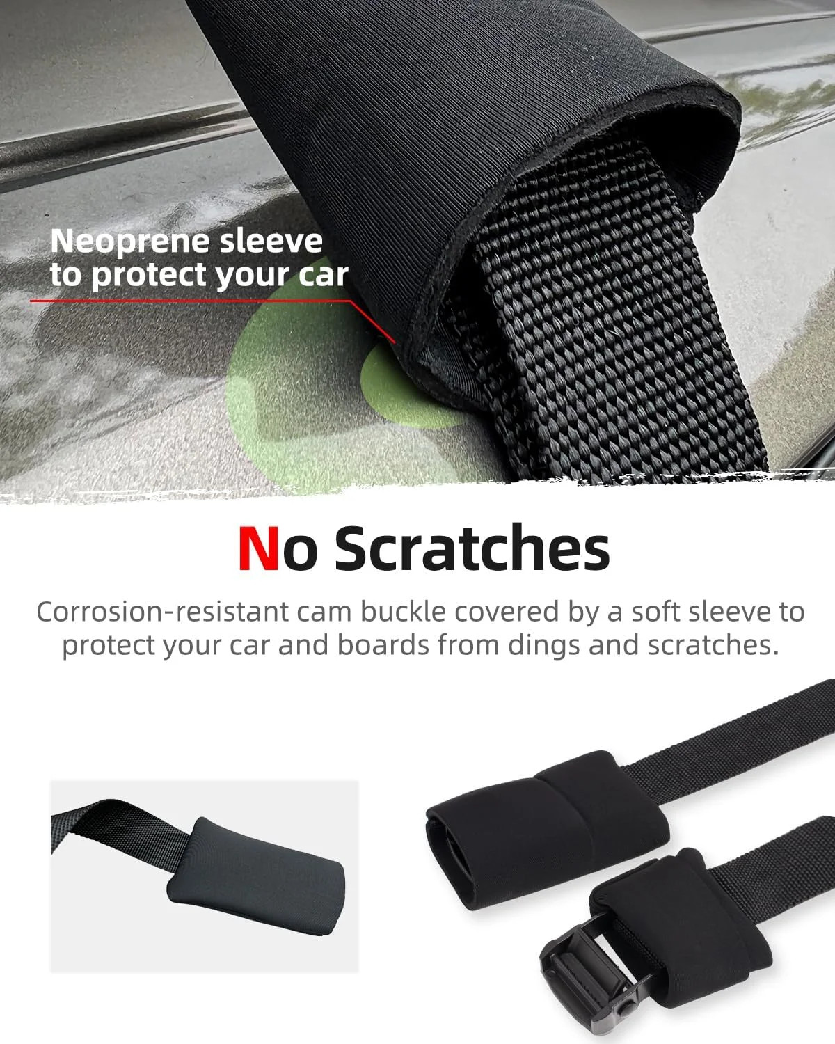 Abahub Soft Roof Rack Pads with 2 Tie Down Straps, 2 Tie Down Ropes, 2 Hood Loop