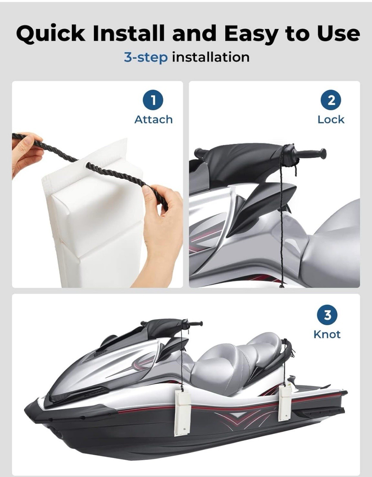 KEMIMOTO PWC Jet Ski Bumpers, Boat Bumpers for Docking, Folding Design Fender
