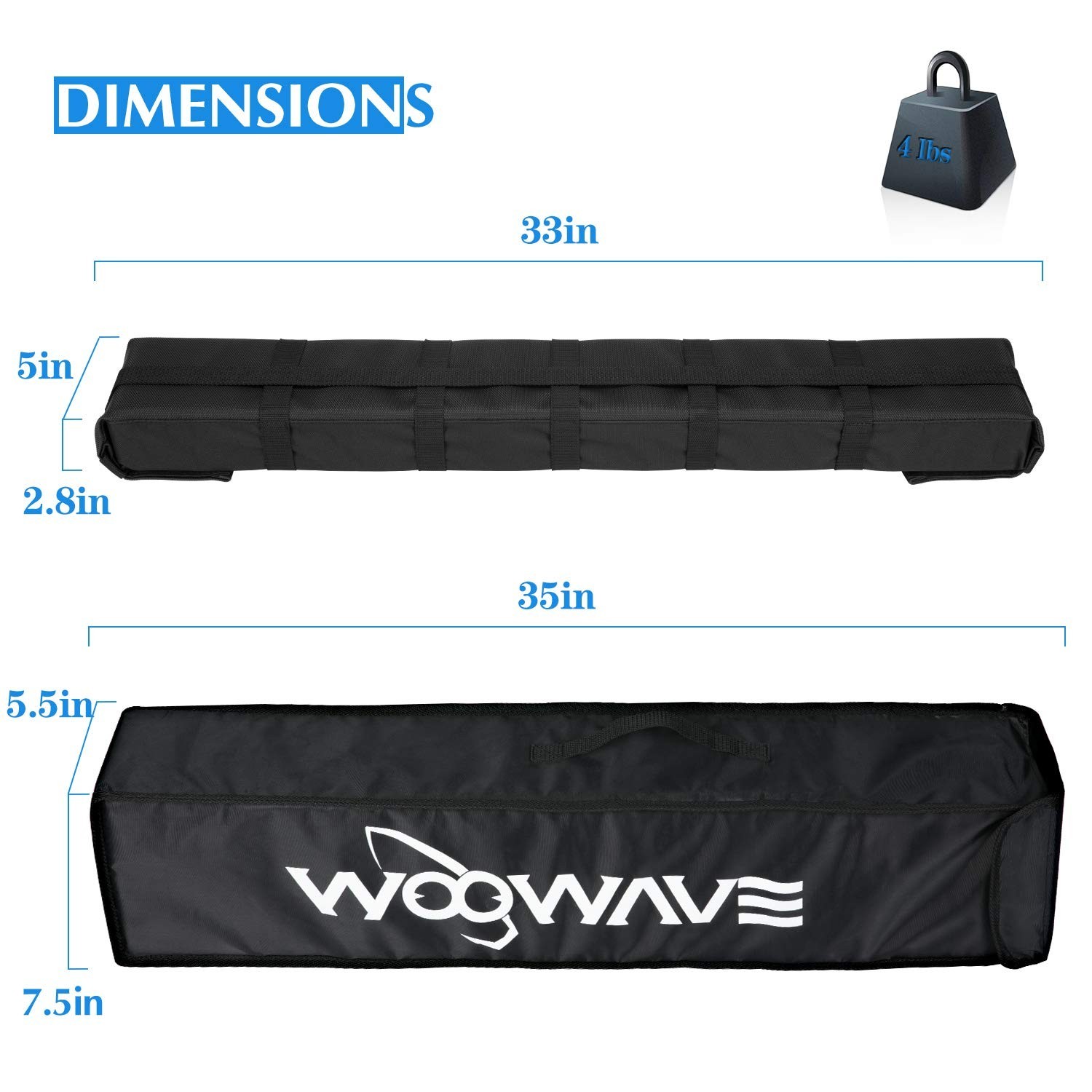 WOOWAVE Premium Kayak Roof Rack Pads Universal Car Soft Roof Rack Kayak Carri…
