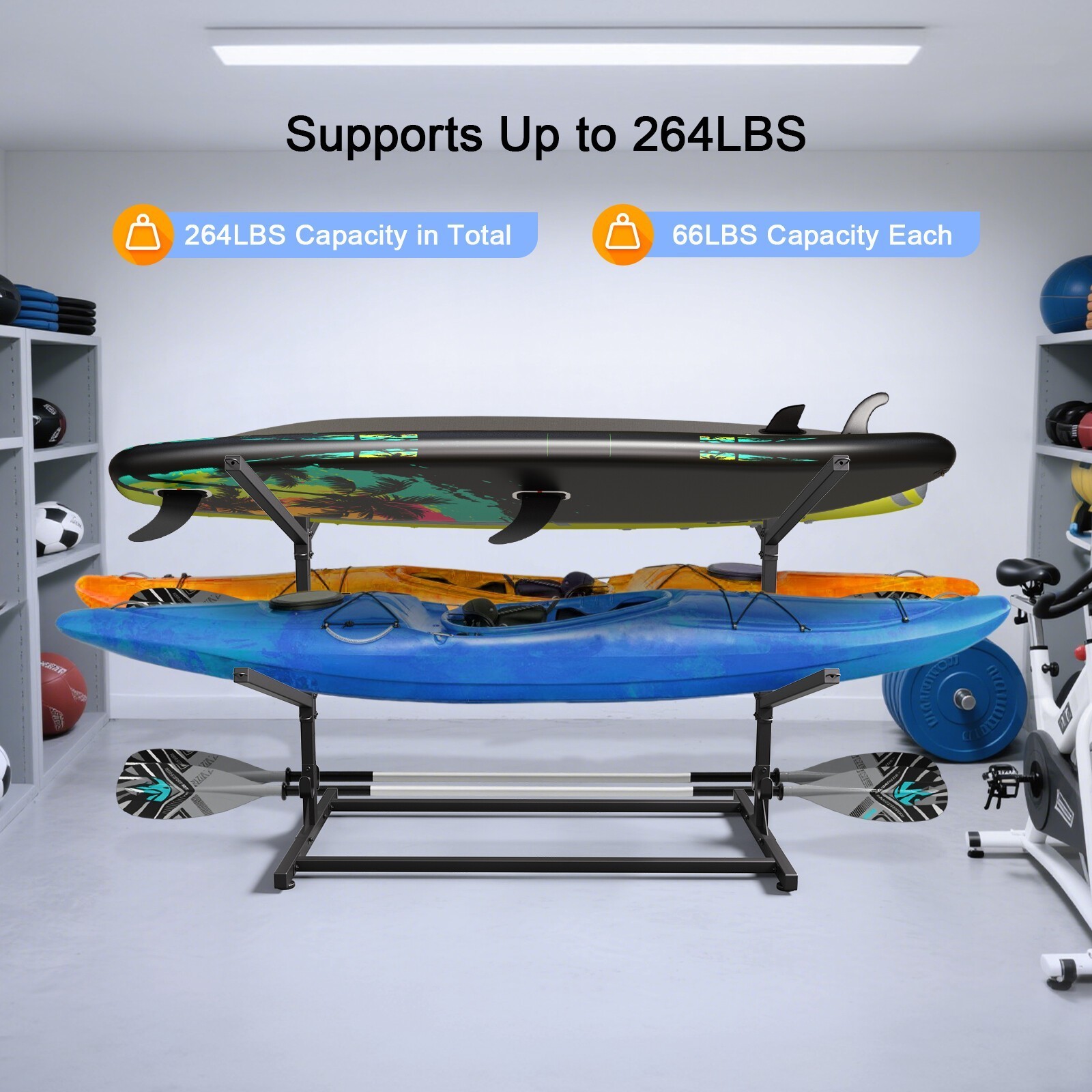 Kayak Storage Rack Indoor Outdoor Freestanding Adjustable f 4 Canoe Paddle Kayak