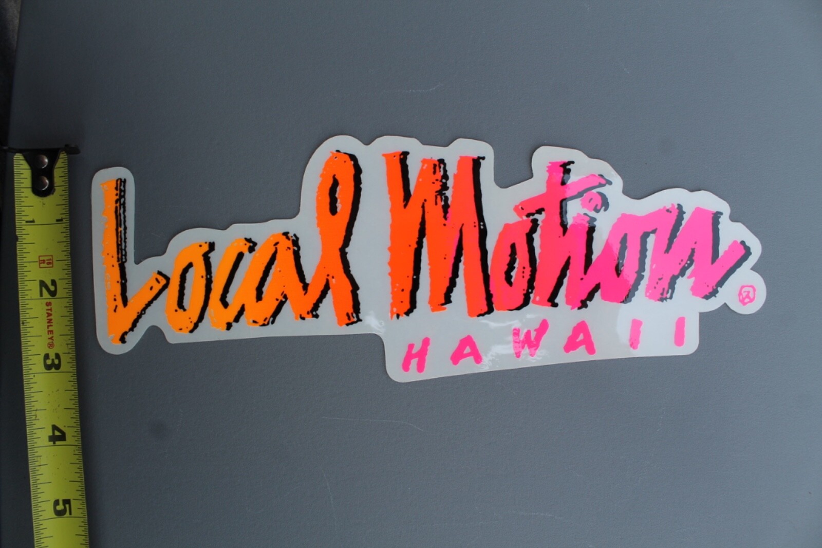 LOCAL MOTION Hawaii Clear Neon Orange Pink Fade 80’s Vintage Surfing STICKER