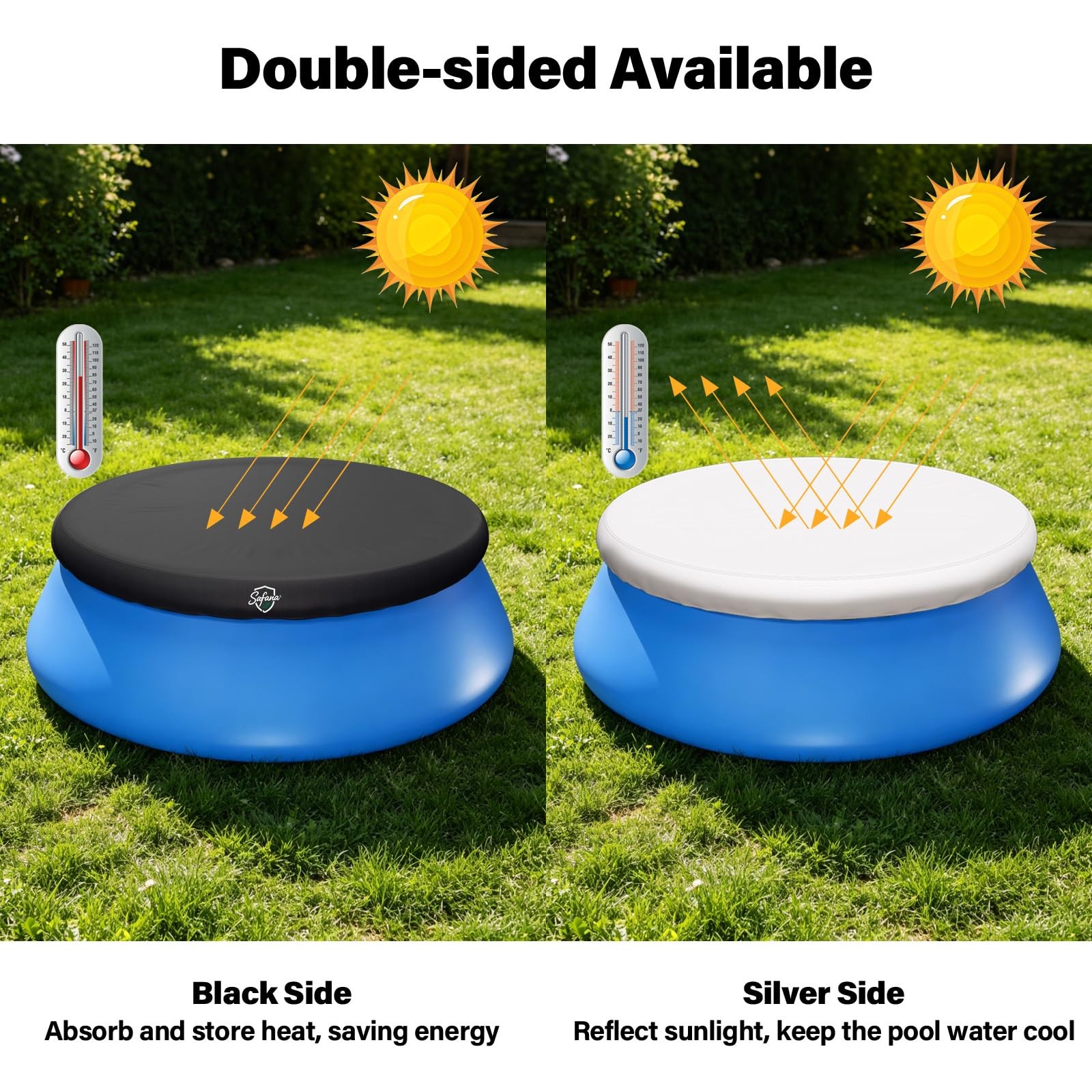 Pool Covers for 12ft Inflatable Easy Set Pool [ Top Ring 10.8ft ] Round Poo…