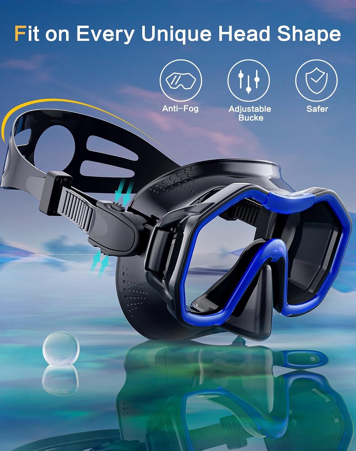 Snorkeling Gear for Adults Kids, Dry-Top Snorkel Set, 180°Panoramic Wide View Di