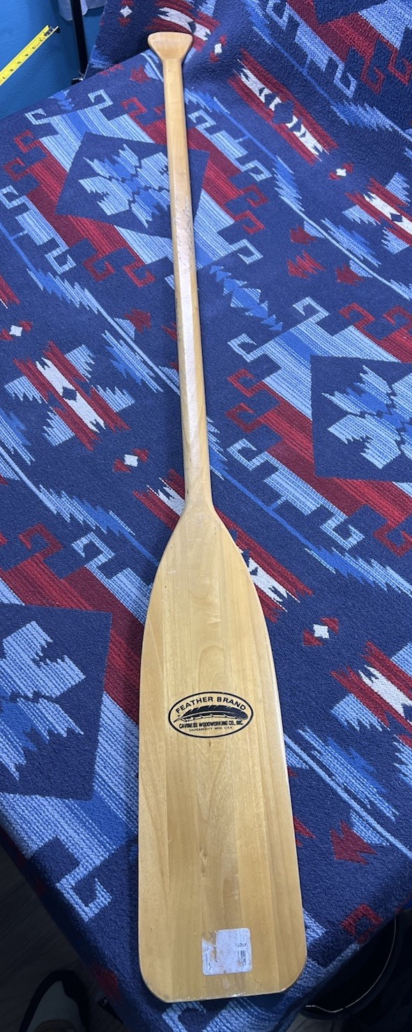 Vtg Wood Feather Brand Canoe Paddle 58” 59″ Beaver Lake Boat Wooden Lightweight