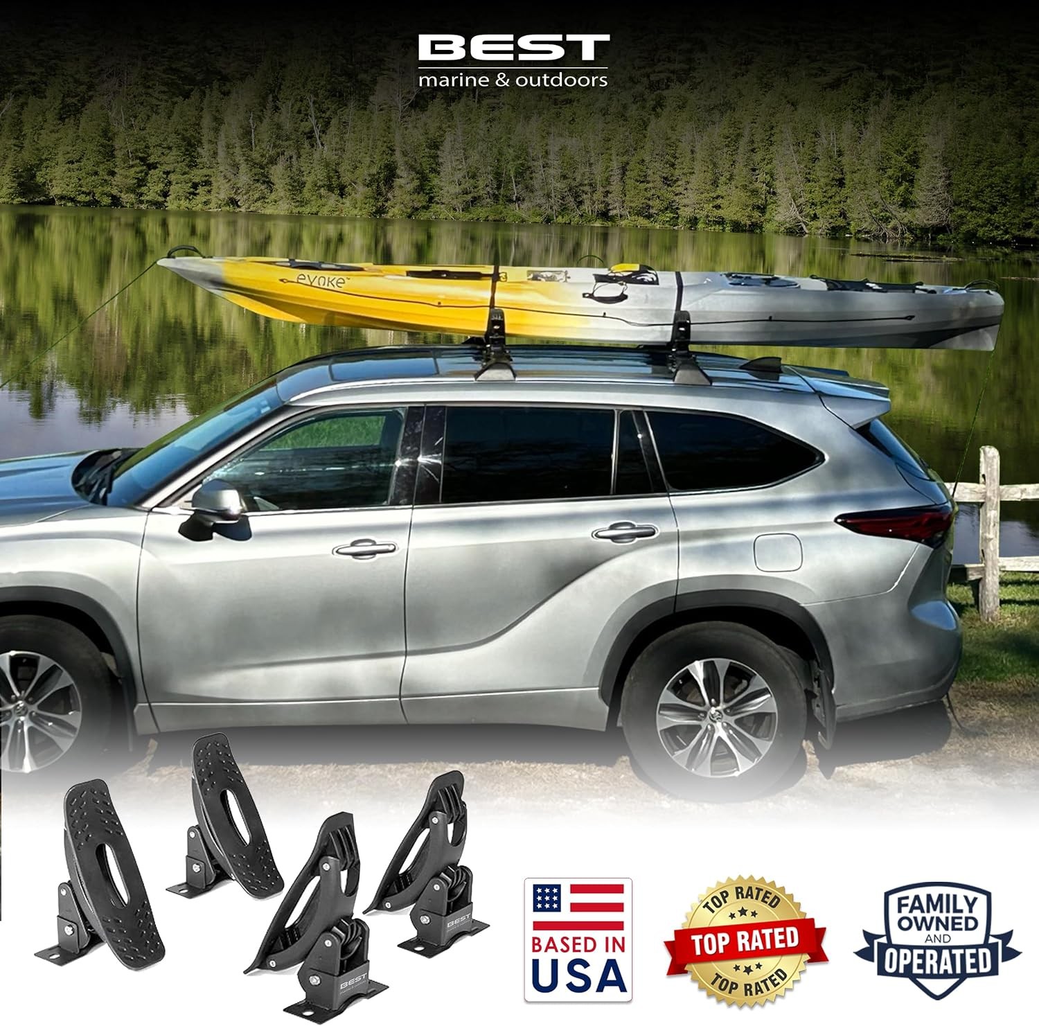 Universal Kayak Roof Rack Saddles for Cars, Trucks & SUVs – Easy Mounting!