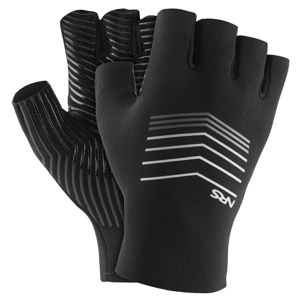 NRS Guide Gloves – Open-Finger Boaters’ Gloves – BLACK