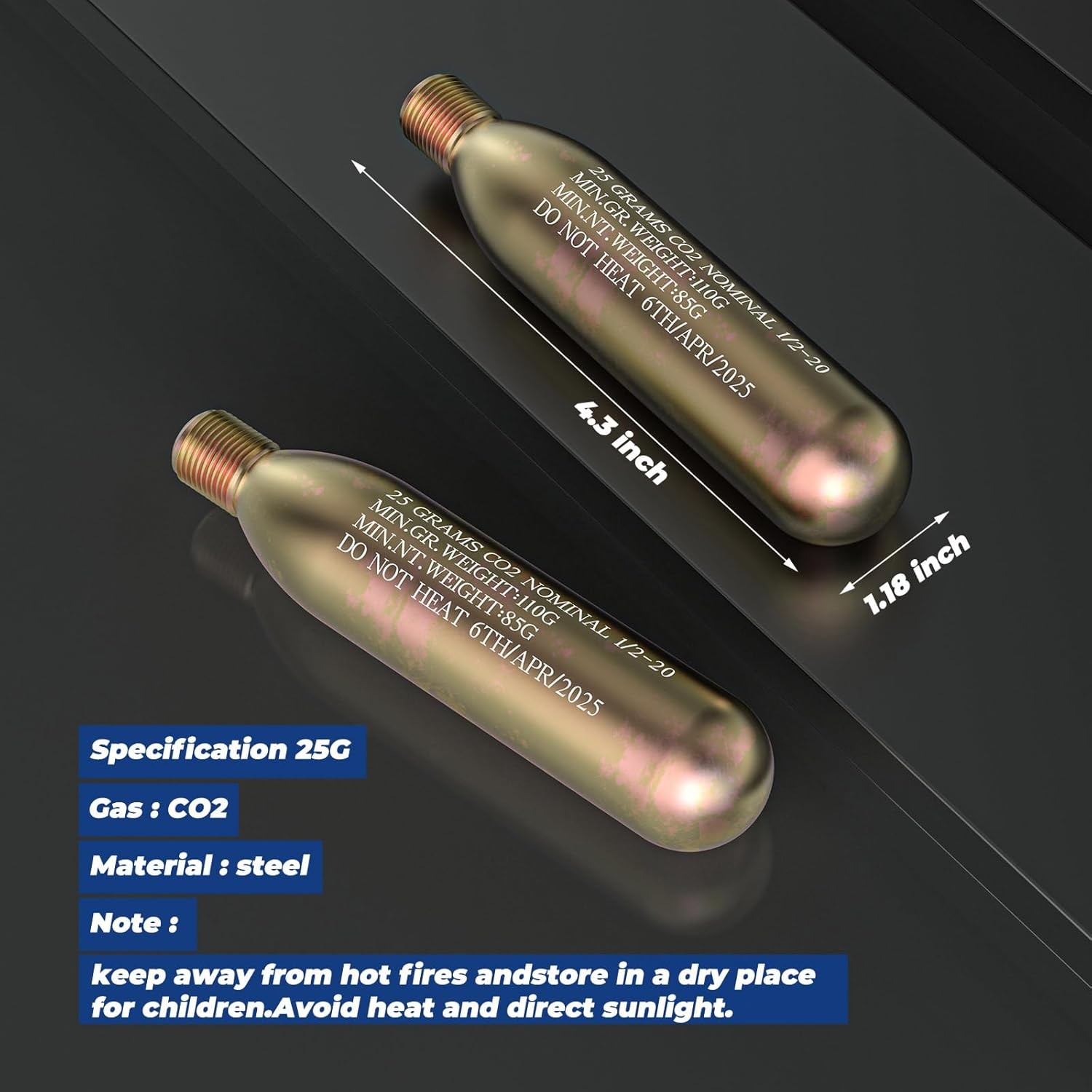 24G Co2 Cartridge Cylinder for PFD Rearming Kit Auto/Manual inflable Life Jacket