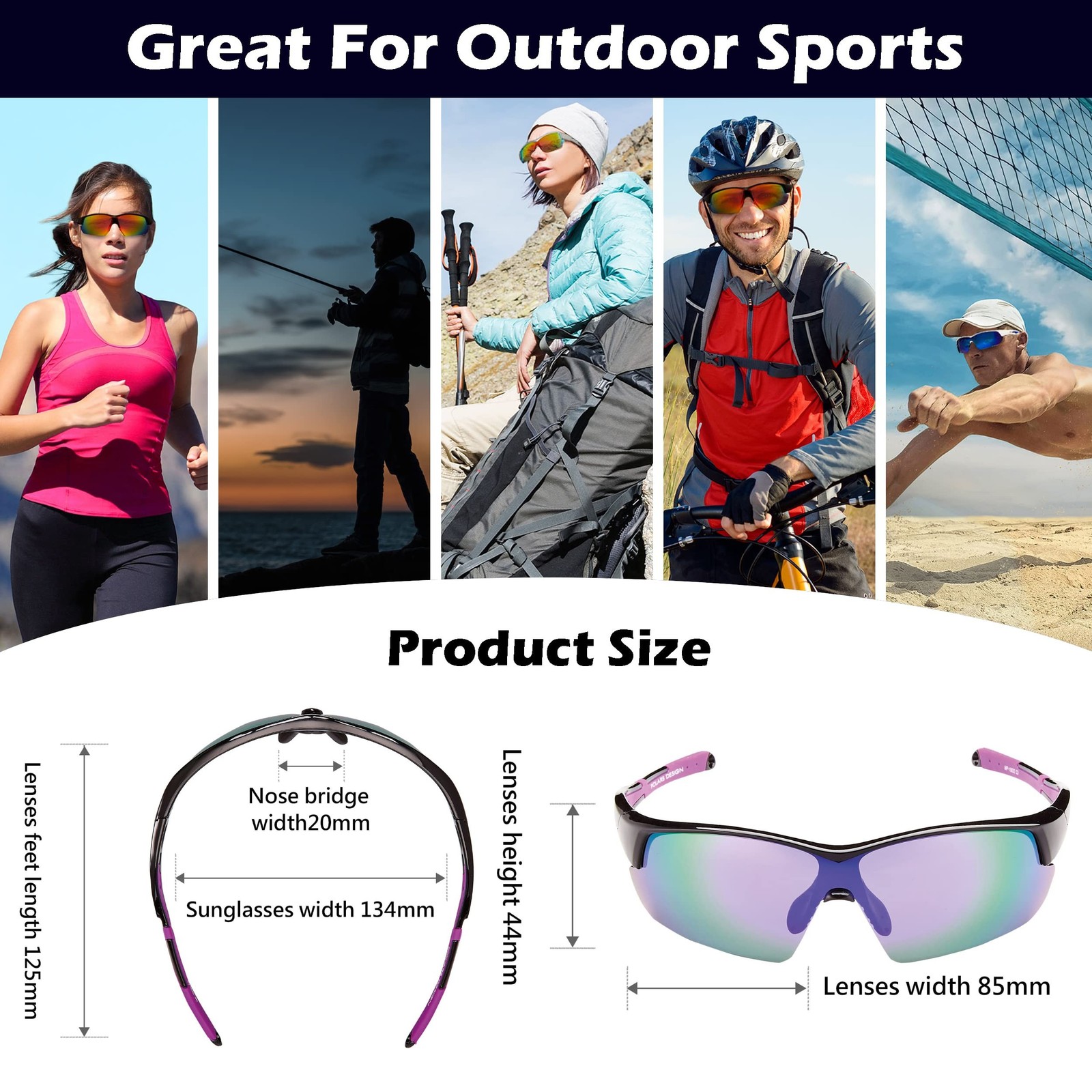 POLARS DESIGN Outdoor Sports Polarized wrap around Cycling Sunglasses for Men…