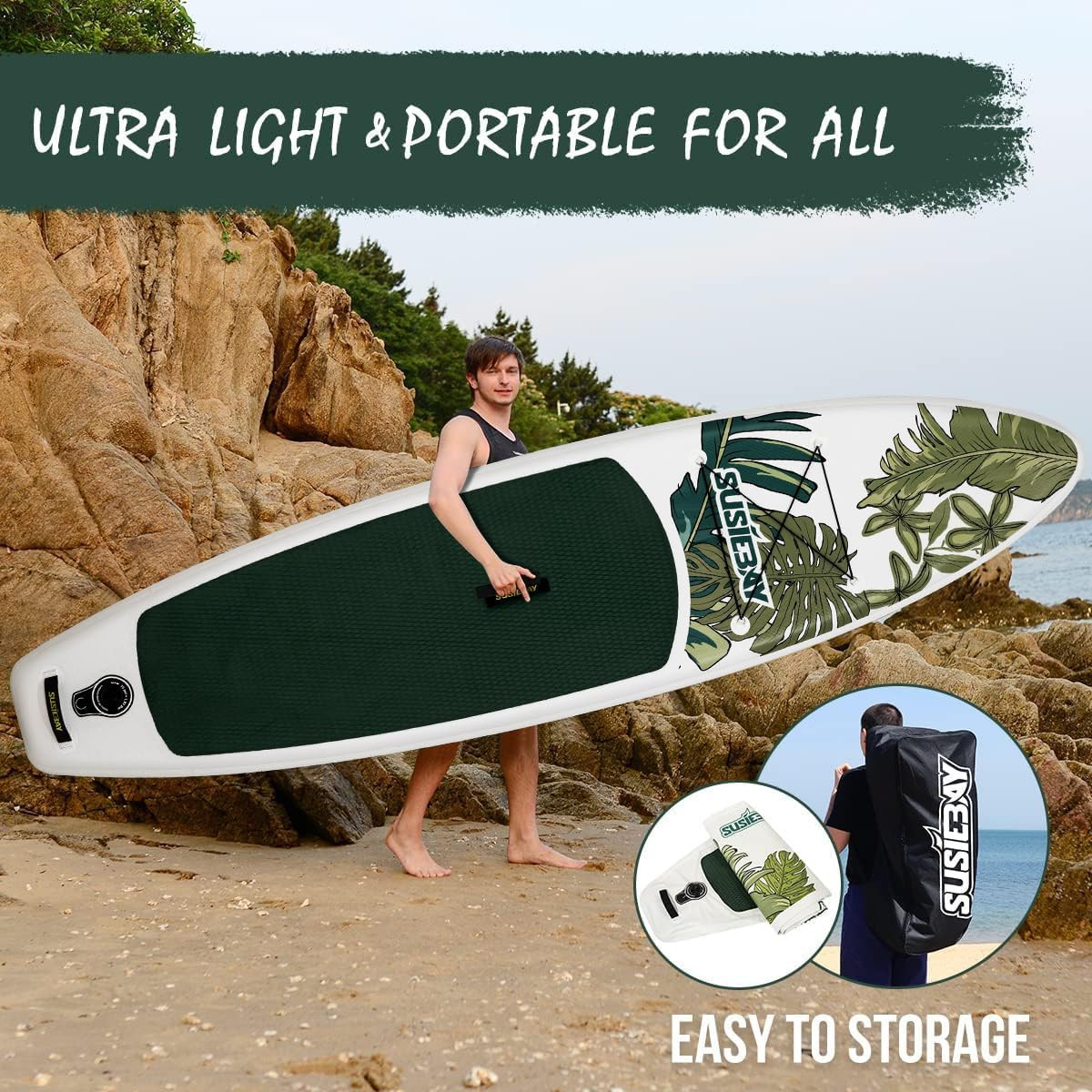 Inflatable Stand up Paddle Board, 11Ft 10‘6“ Paddle Board for Adults & Youth, Du