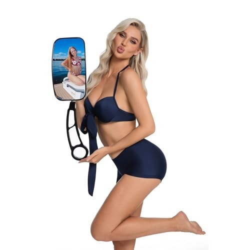 Wakeboard Tower Mirror 7×13″ Convex Boat Rear View Mirror, All-Stable Black