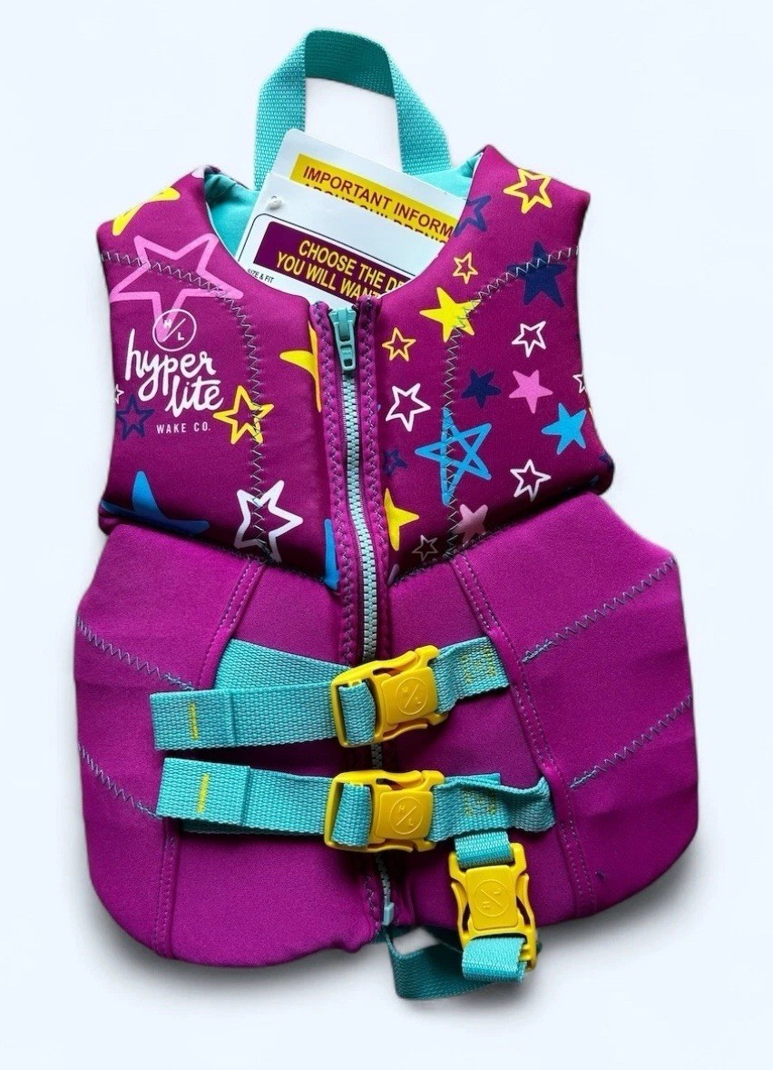 Hyperlite Child Life Vest Jacket Pink & Aqua Girls USCG Approved (33-55 lbs)