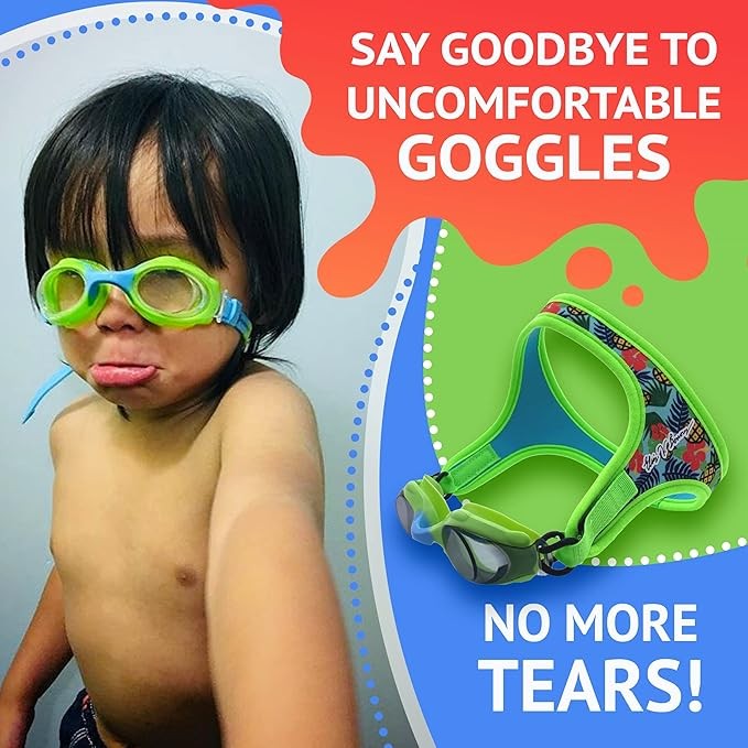 Frogglez Kids Anti Fog Swim Goggles Ages 3-10 Tropical Green UV Protection