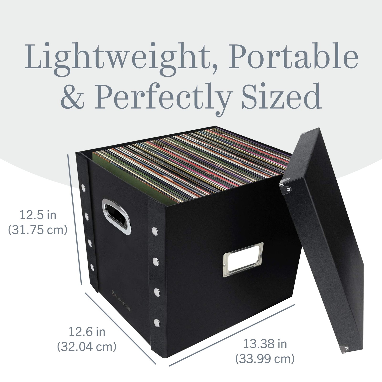 Vinyl Record Storage Box – 12″ – 1 Pack- Crate Holds up – 1 Pack, Black