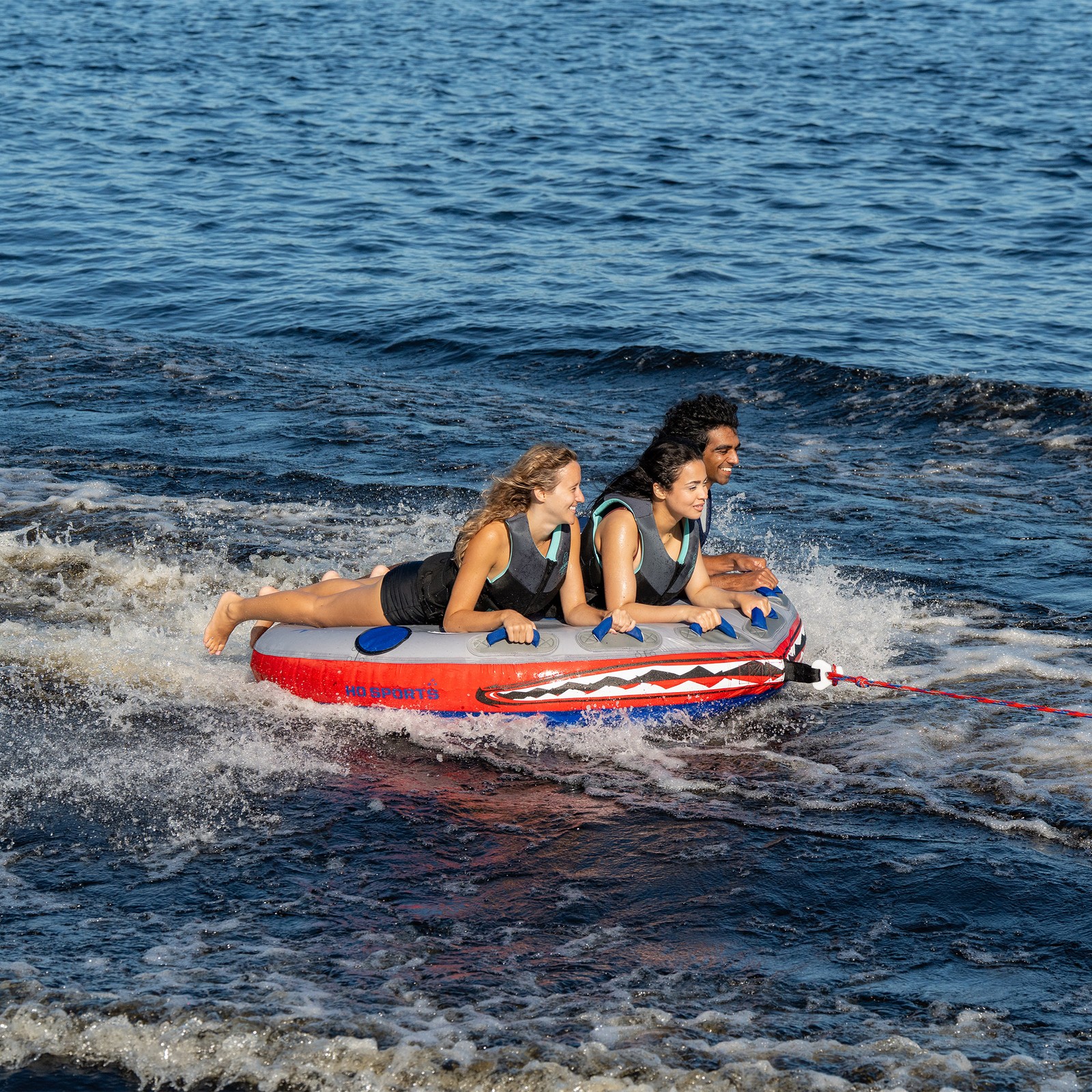 HO Sports Flight Deck 3-Person Towable Tube with TowPro Rope System & 12V Pump