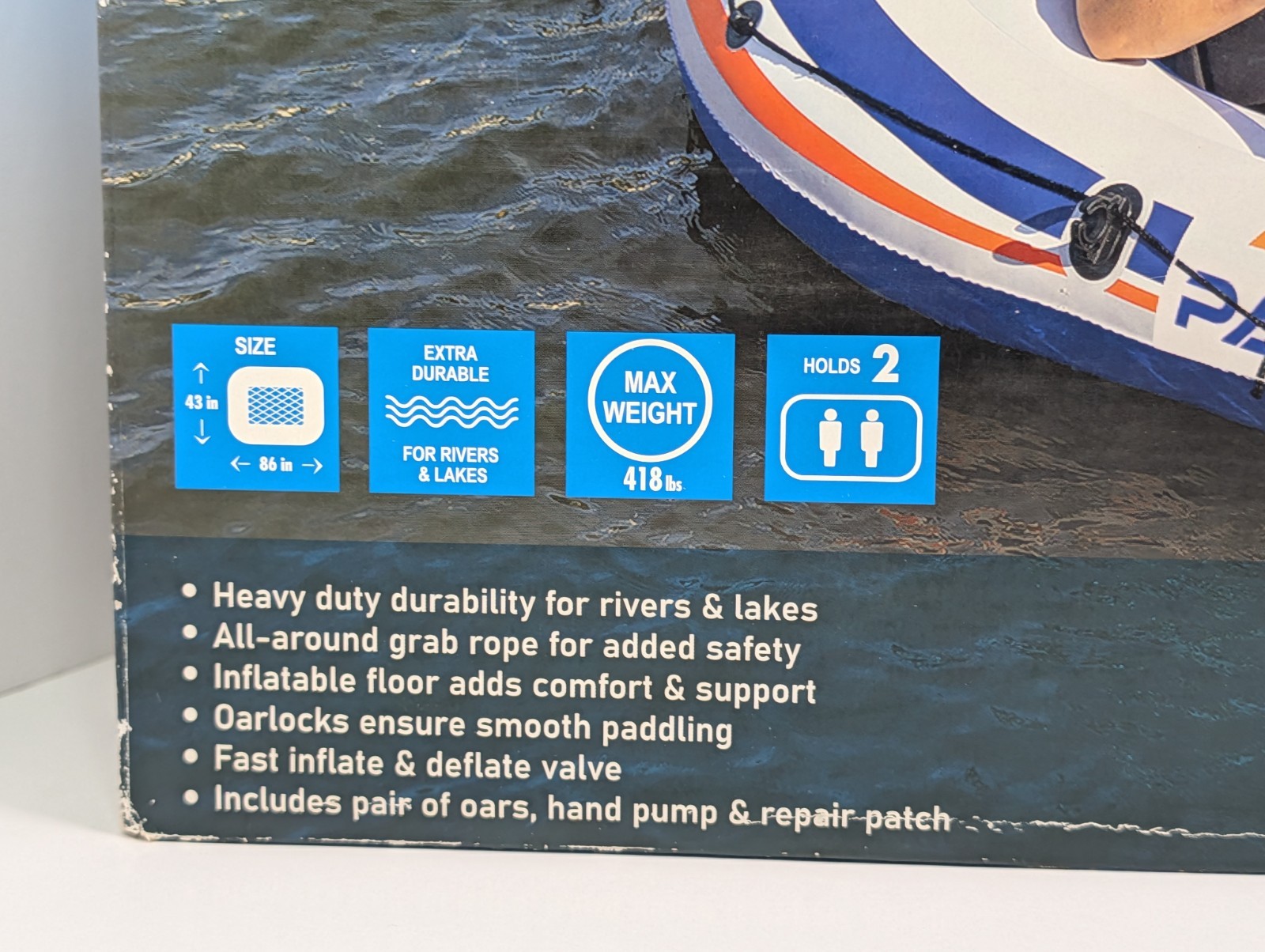 Pathfinder 4 Person Inflatable Raft Boat Pump 2 Oars Kayak River Rafting Beach
