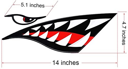 2Pcs Shark Teeth Mouth Kayak Stickers，Kayak Decals Waterproof DIY Funny Graph…