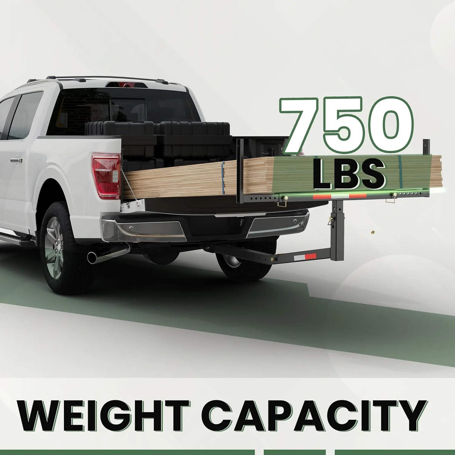 ECOTRIC 750lbs Capacity Black Truck Bed Extender Pickup Truck Bed Hitch Mount Ex