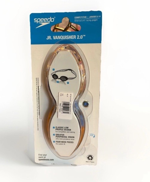 Speedo Competitive Jr. Vanquisher 2.0 Swim Goggles, Blue (Age 6-14)